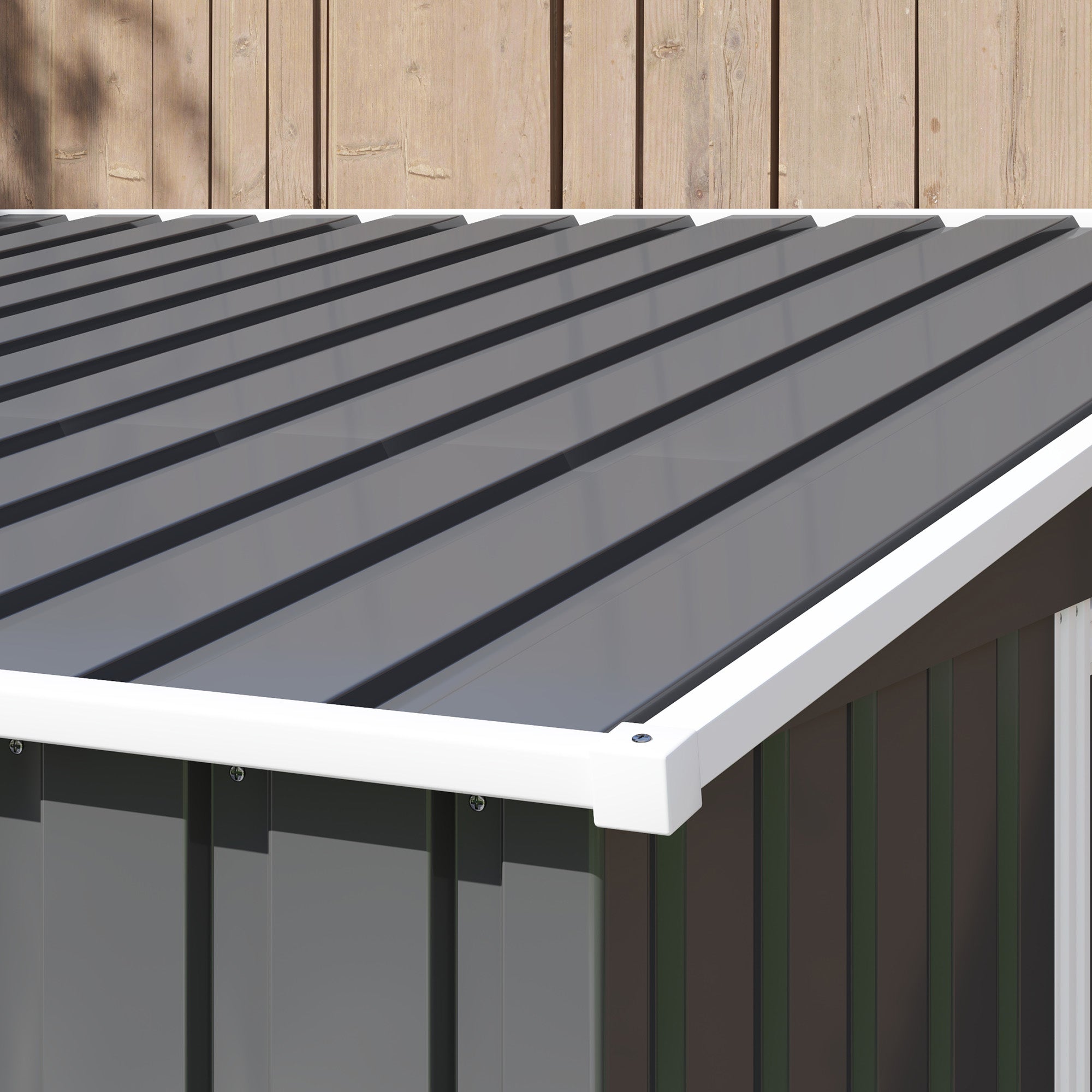Outsunny 7 x 5ft Galvanised Metal Shed, with Sliding Door - Dark Grey - North Peak Garden Furniture