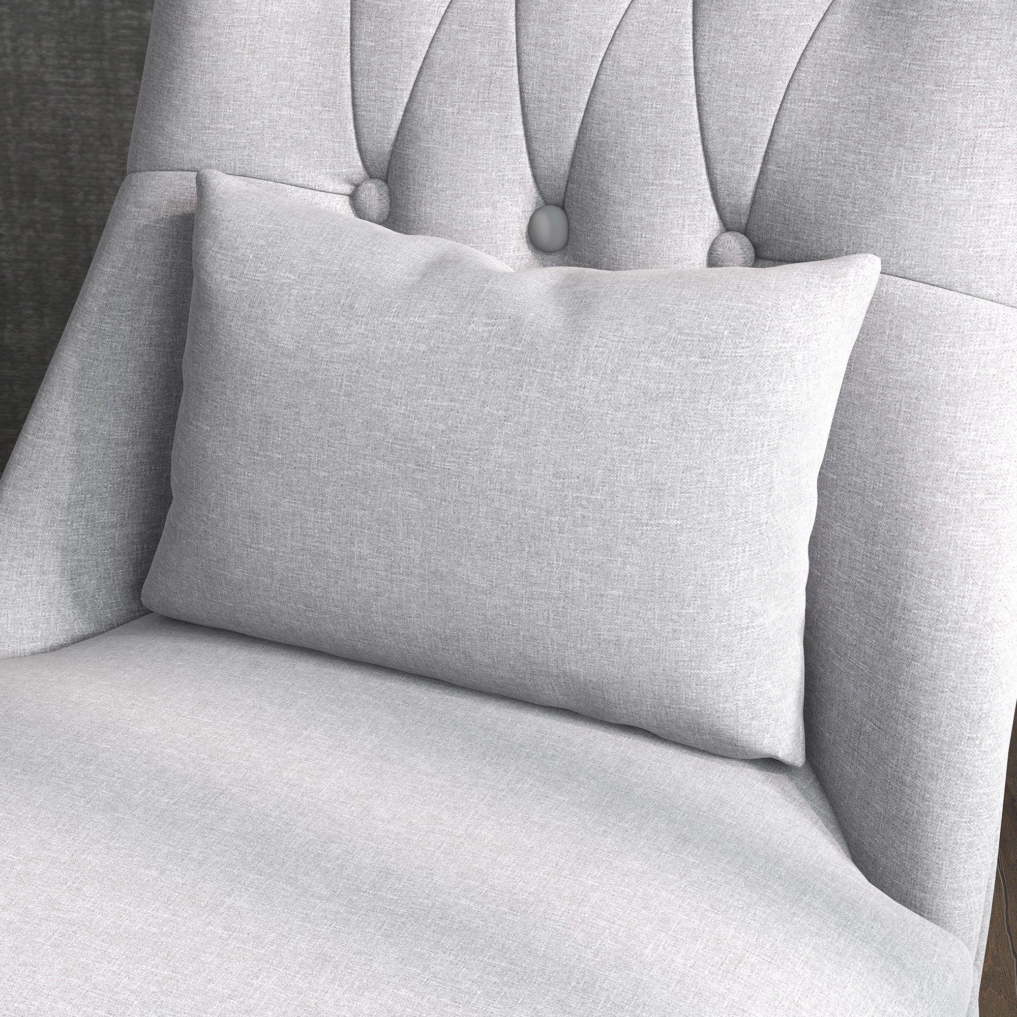 HOMCOM Fabric Single Sofa, Tub Chair, Upholstered Bedroom Chair with Pillow, Solid Wood Leg for Home, Living Room, Dining Room, Set of 2, Grey - North Peak Garden Furniture