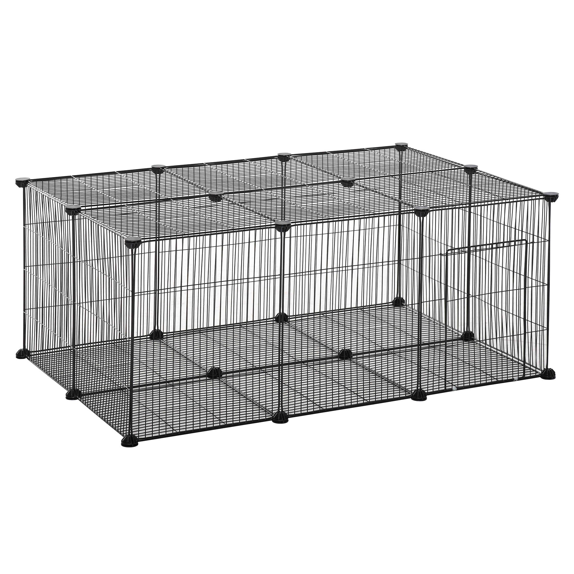 PawHut Pet Playpen DIY Small Animal Cage Metal Fence with Door, 22 Pieces, for Bunny Chinchilla Hedgehog Guinea Pig - North Peak Garden Furniture