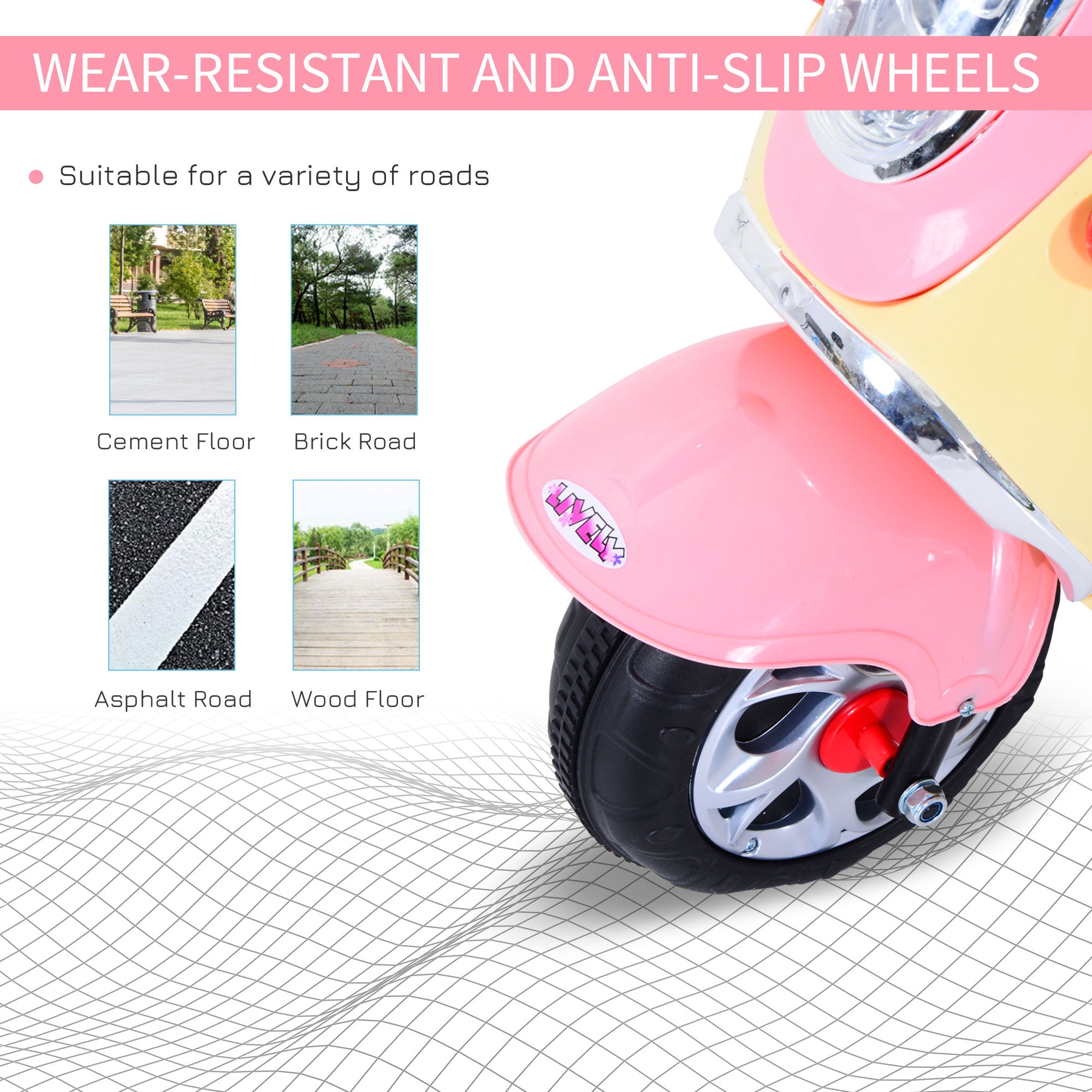 HOMCOM Kids Electric Ride On Toy Car 6V Electric Motorbike with Chargeable Battery Headlight and Music for 3-5 Years - Pink - North Peak Garden Furniture