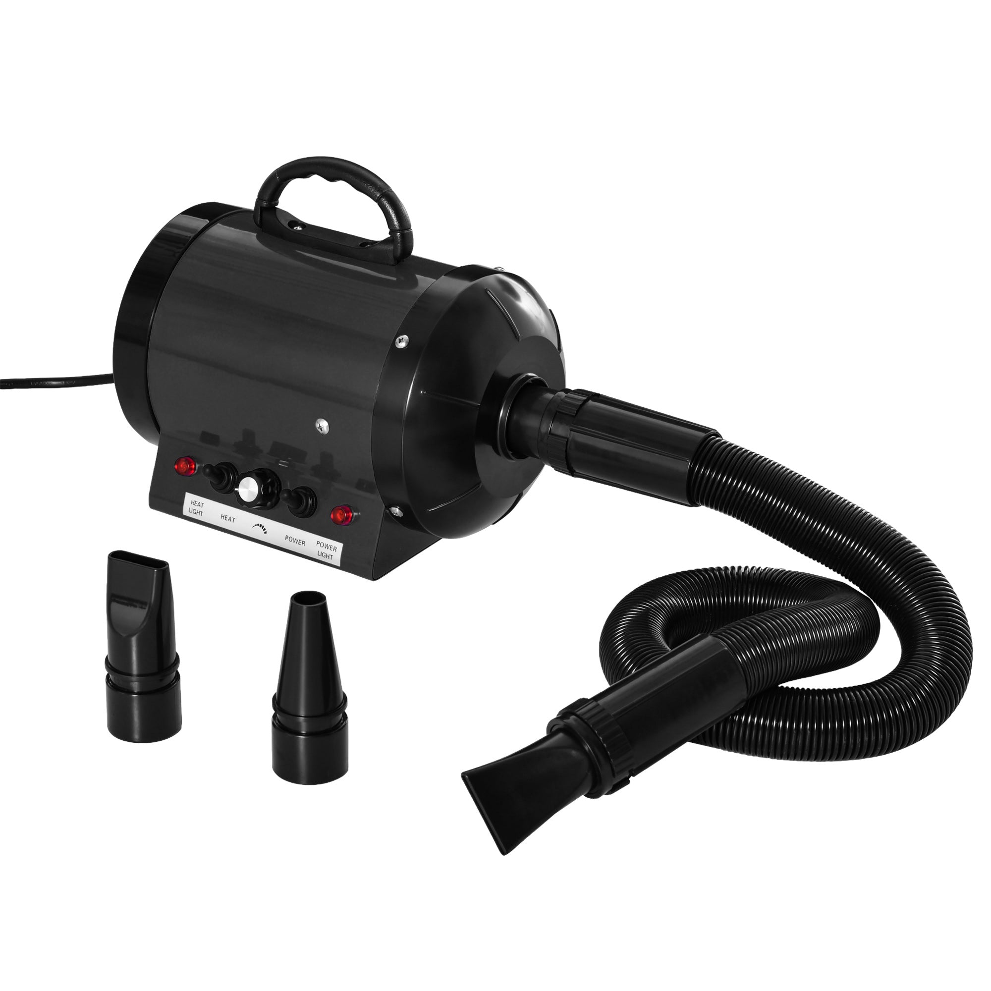 PawHut 2800W Dog Hair Dryer Pet Grooming Blaster Water Blower Dryer w/ 3 Nozzles, Black - North Peak Garden Furniture