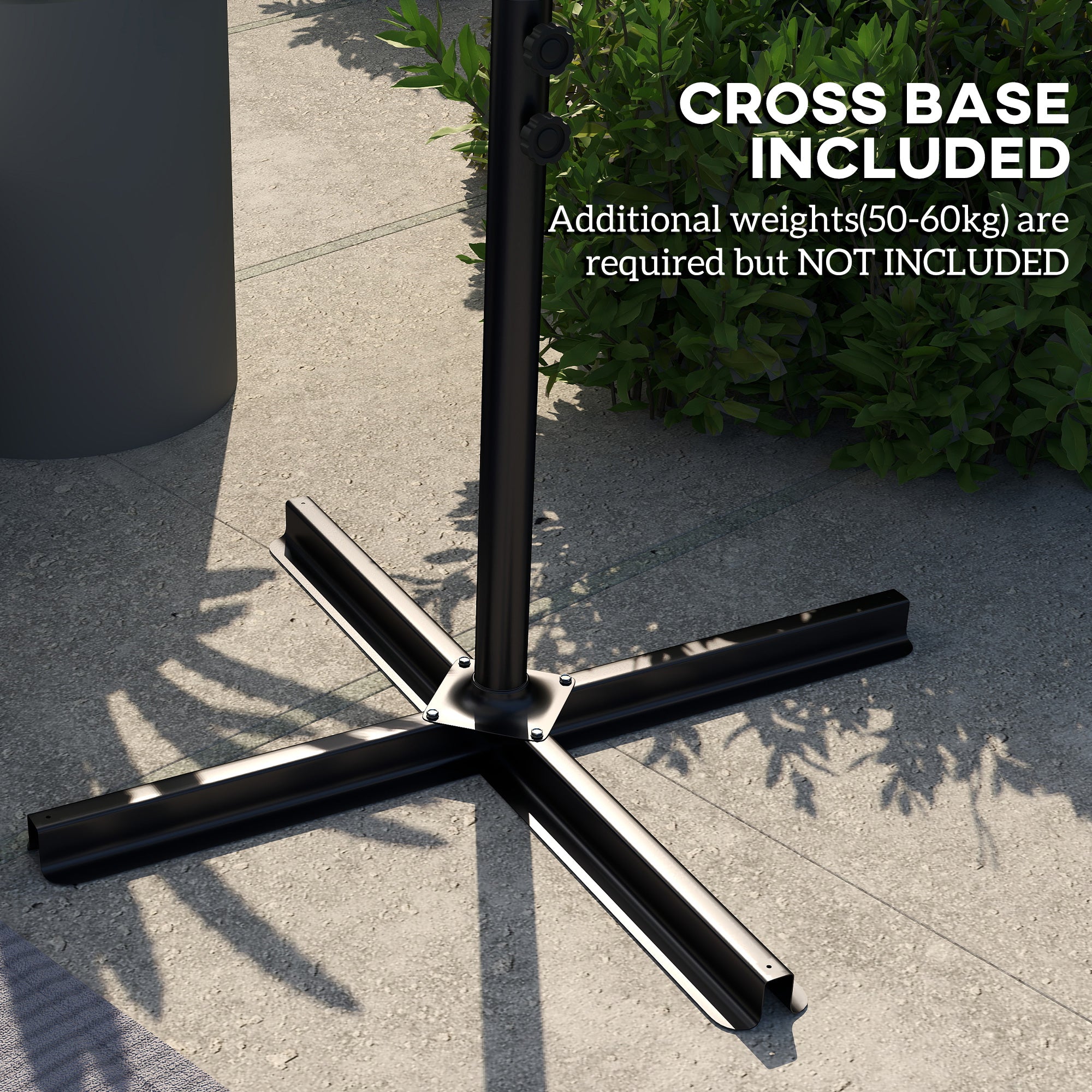 Outsunny 3(m) Cantilever Overhanging Parasol, with Cross Base - Light Grey - North Peak Garden Furniture