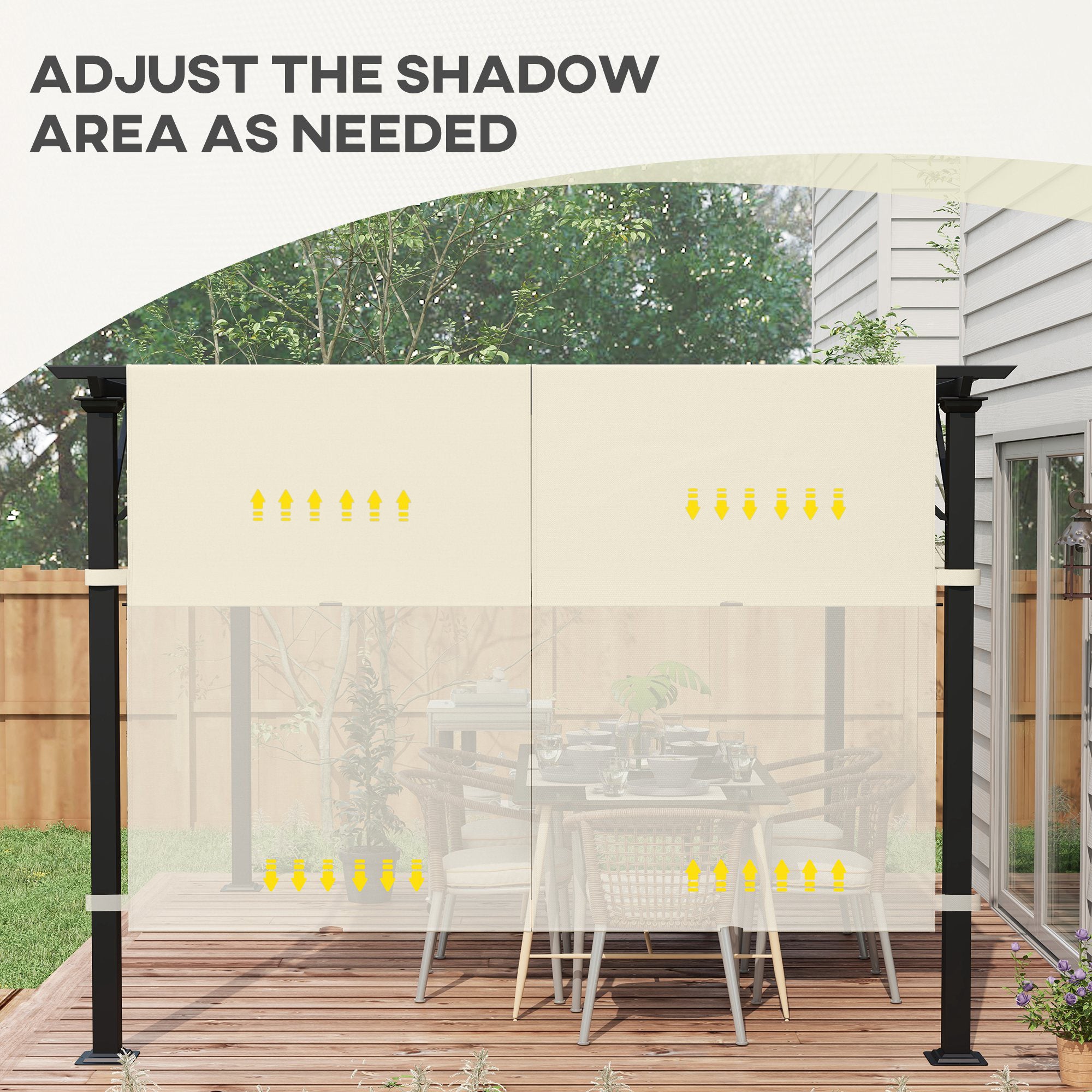 Outsunny 2 Pcs UV Protection Pergola Replacement Canopy, Pergola Shade Cover, Easy to Install, for 3 x 3(m) Pergola, Cream White - North Peak Garden Furniture