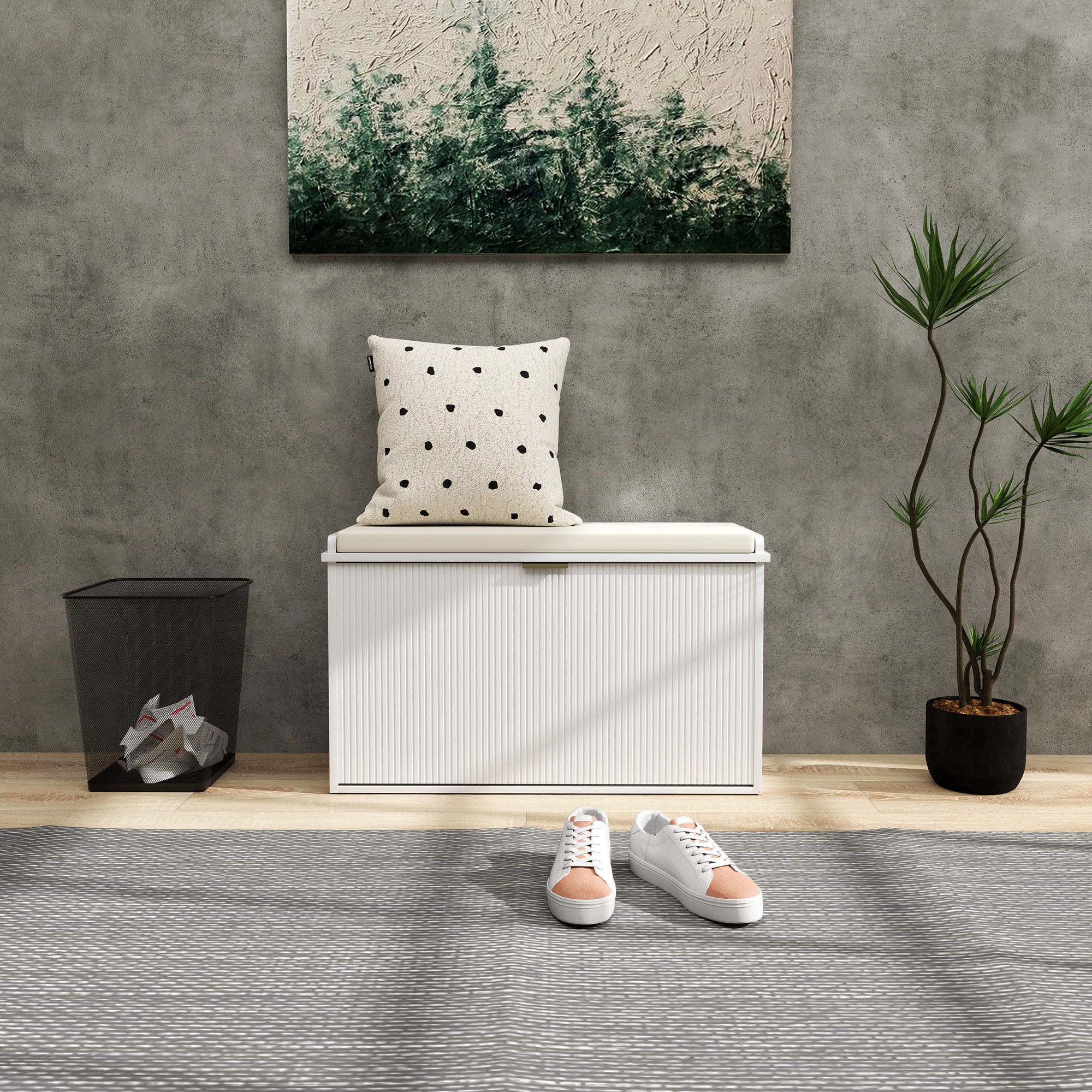 HOMCOM Elegant Eight Shoe Bench, with Top Seat - White - North Peak Garden Furniture