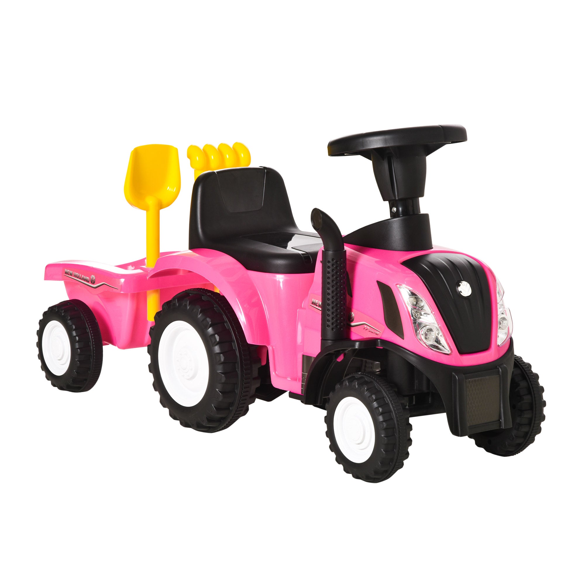 HOMCOM Ride-On Tractor, Toddler Walker, Foot-to-Floor Slide, for Ages 1-3 Years - Pink