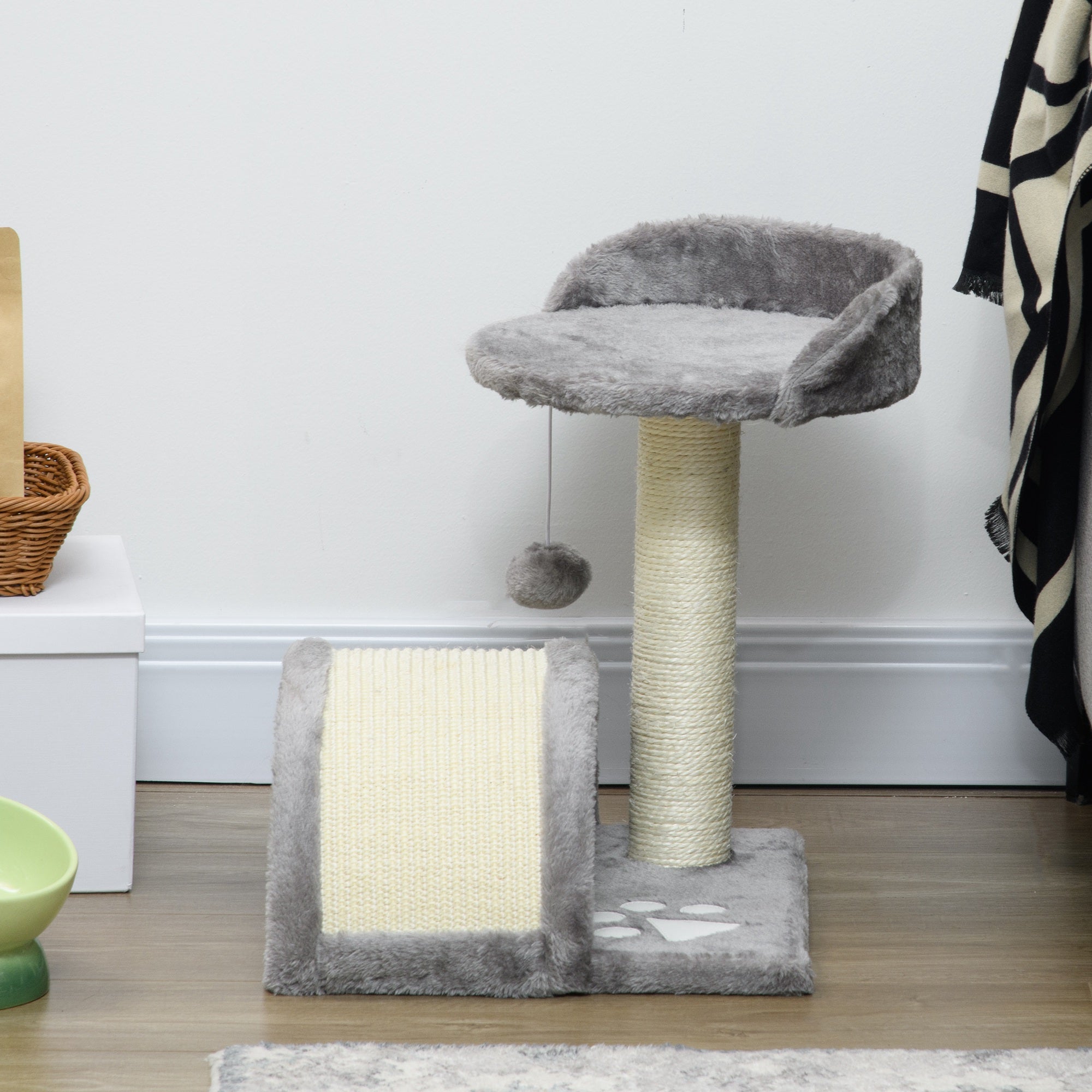 PawHut Cat Tree, Kitten Scratcher Activity Centre, with Sisal Scratching Post, Toy Ball - Grey - North Peak Garden Furniture