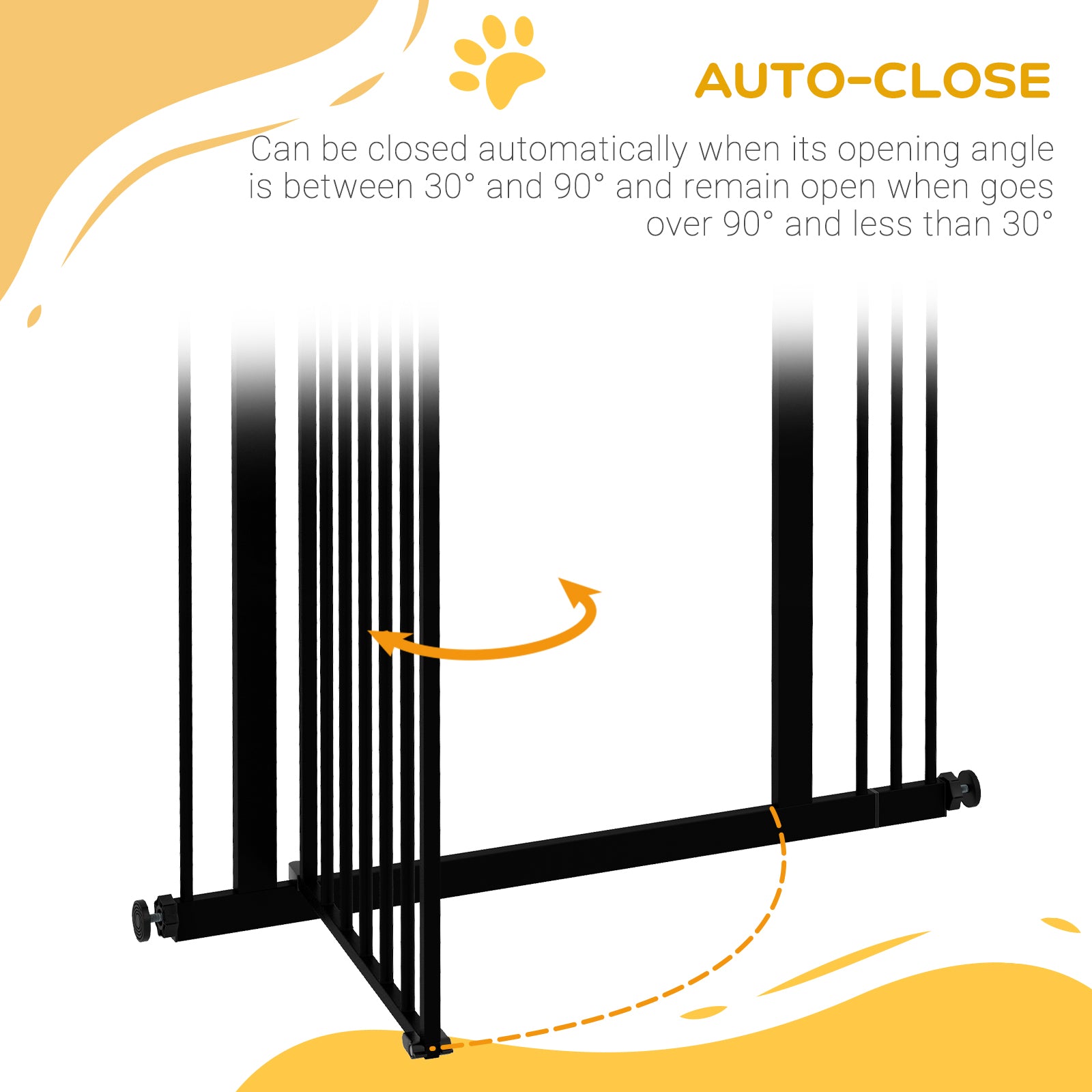 PawHut Metal Pet Safety Gate Dog Gate Folding Fence 74-87cm, Black - North Peak Garden Furniture