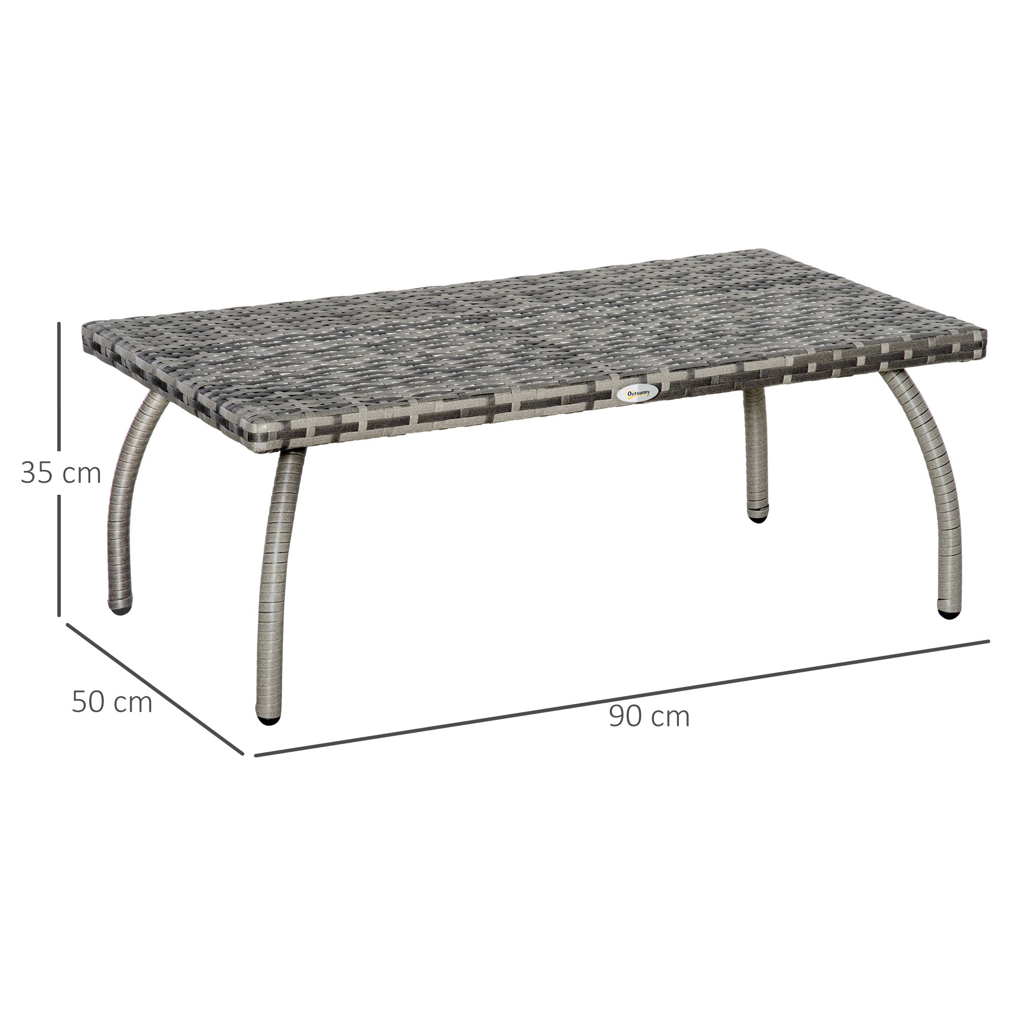 Outsunny PE Wicker Rattan Garden Coffee Table - Mixed Grey