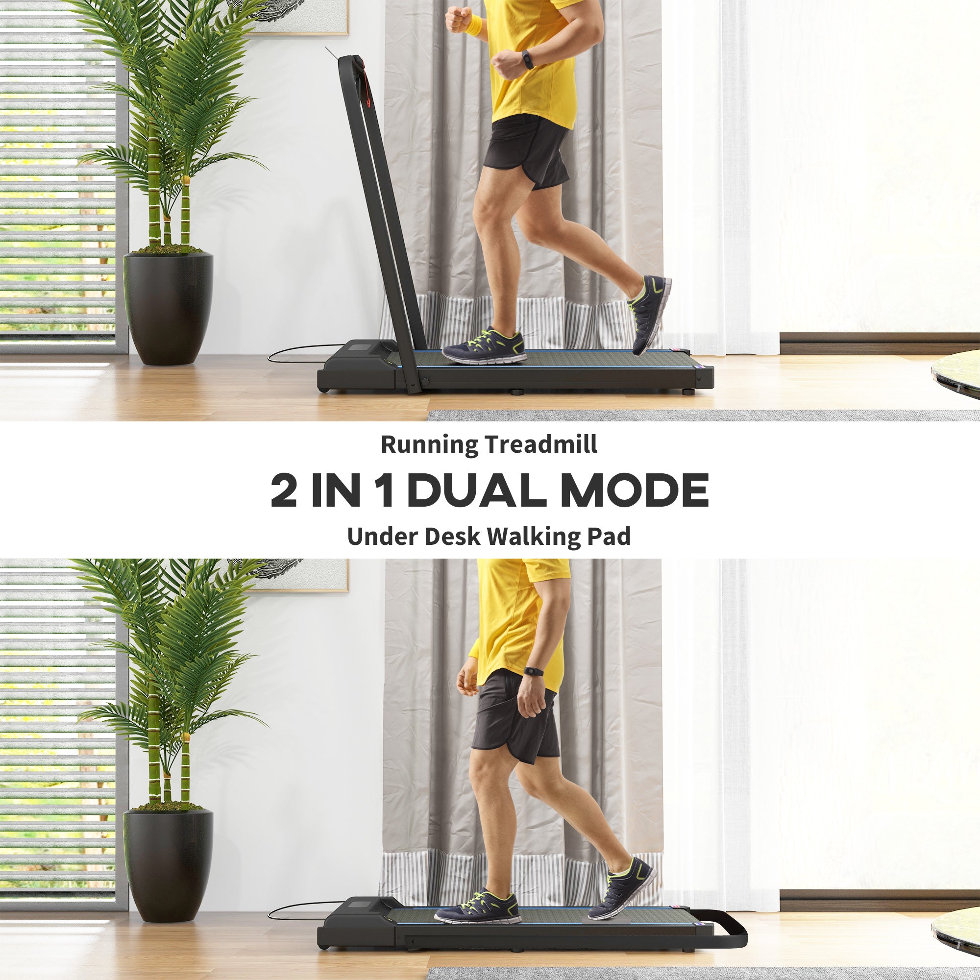 SPORTNOW 2.5HP Walking Pad, 1-6km/h Folding Treadmill with Remote Control and LED Display for Home Gym Office, Blue - North Peak Garden Furniture