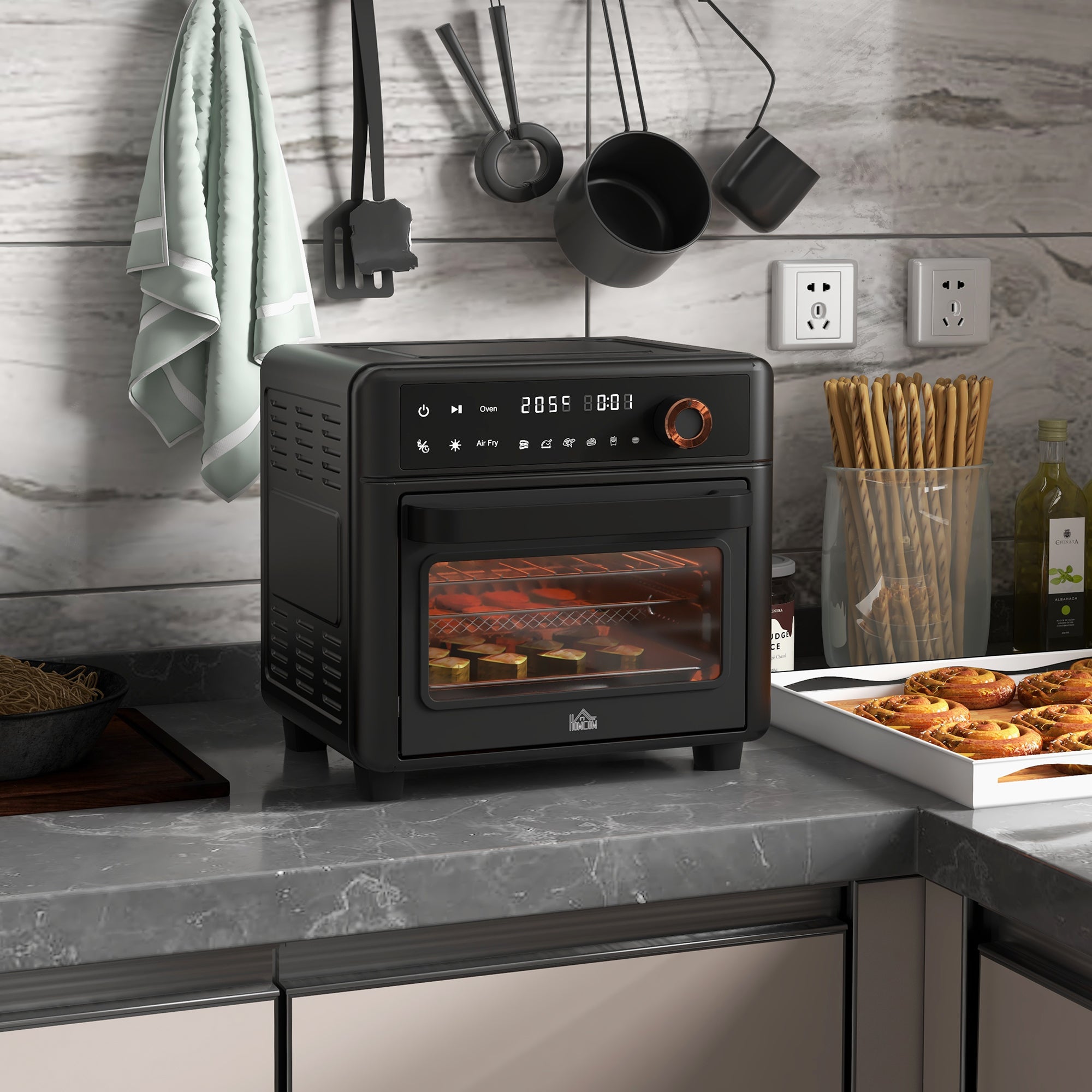 HOMCOM Air Fryer Oven, 13L Mini Oven, Multifunction Countertop Convection Oven w/ 12 Presets, Adjustable Temp and Time, 1500W - North Peak Garden Furniture