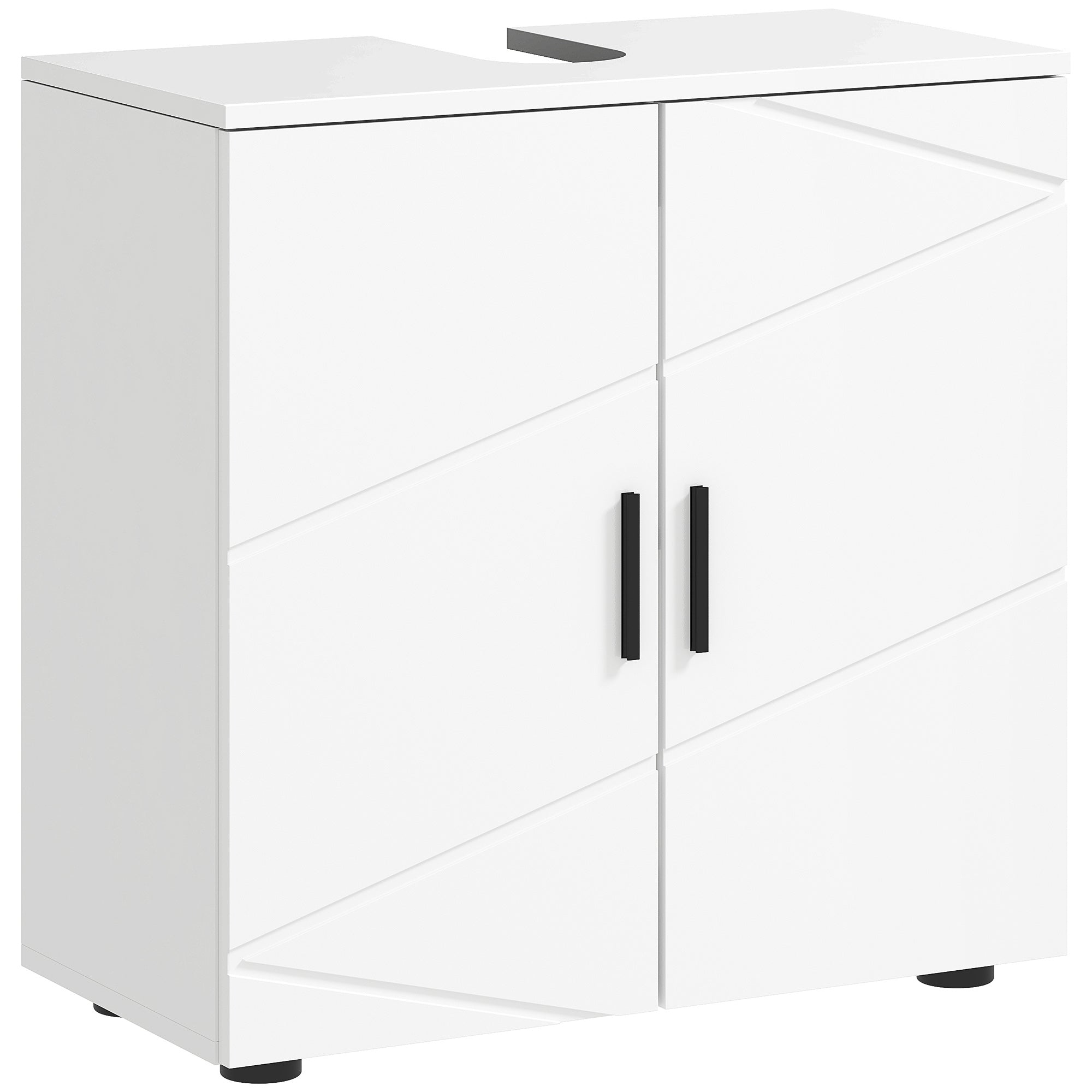 kleankin Under Sink Cabinet with Shelf - White - North Peak Garden Furniture