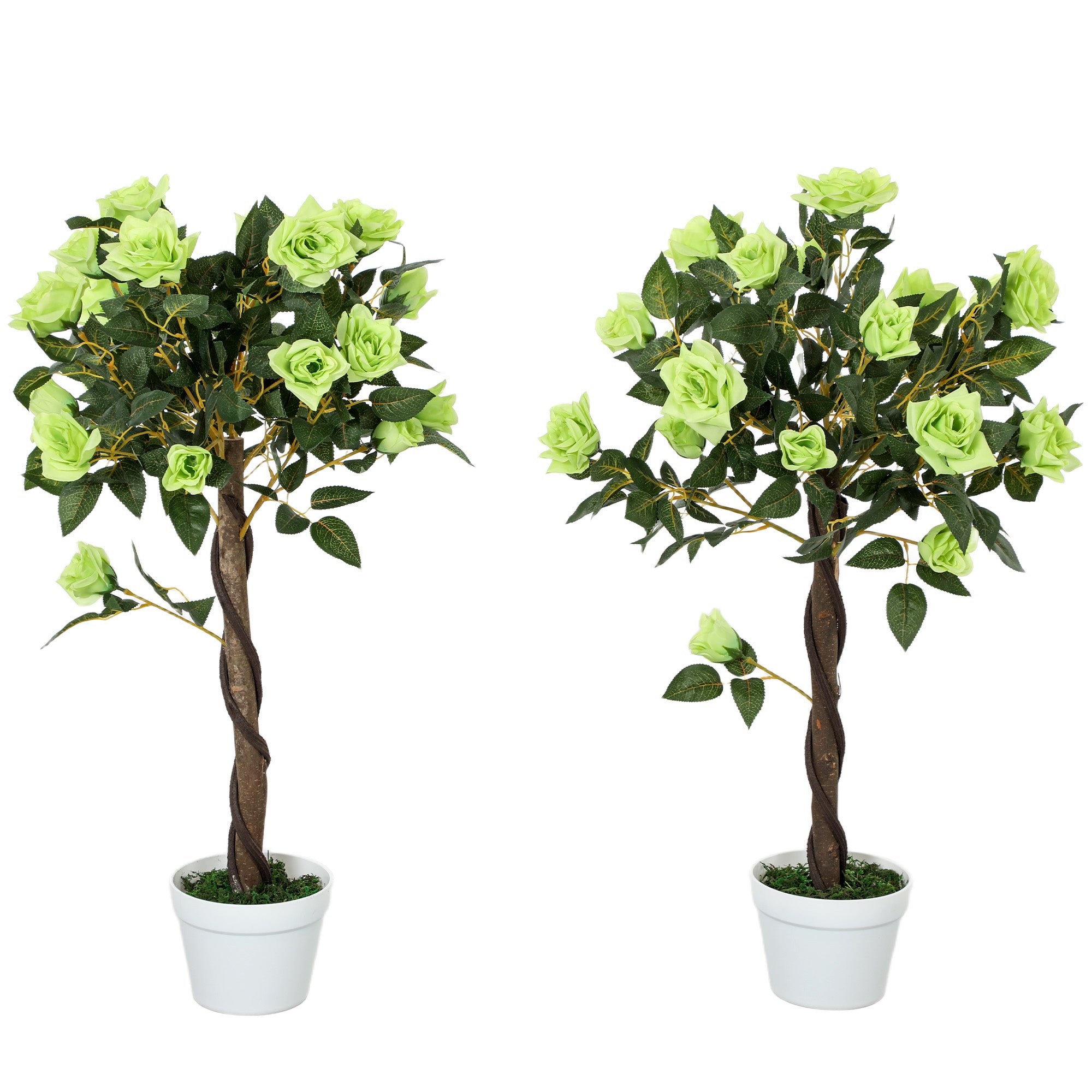 Outsunny Set of Two Faux Rose Trees - Green