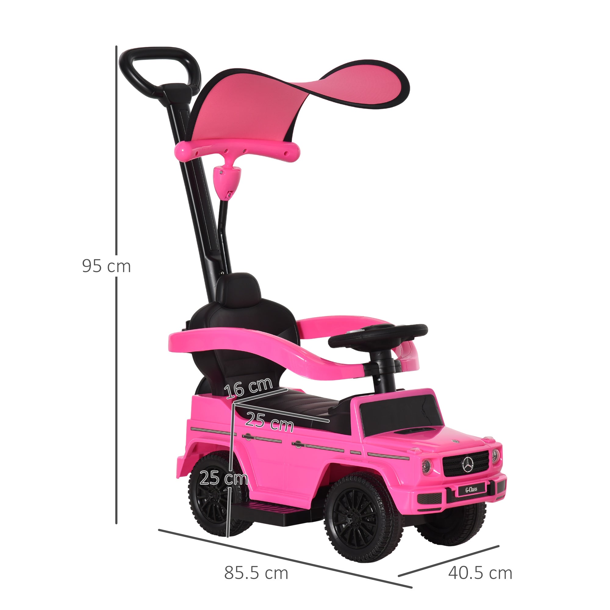 HOMCOM 3 in 1 Kids Children Ride on Push Car Toddler Sliding Car G350 Licensed Walker Foot to Floor Slider Push-Along with Horn Steering Wheel NO POWER Manual, Pink - North Peak Garden Furniture