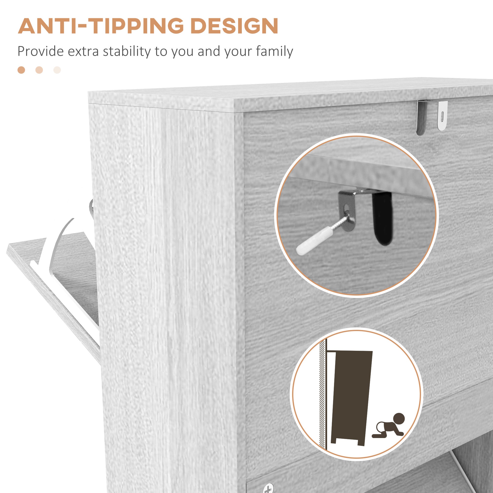 HOMCOM Shoe Storage Cabinet with 3 Flip Drawers, Narrow and Slim, 12 Pair of Shoes Organizer for Hallway, Entryway - North Peak Garden Furniture