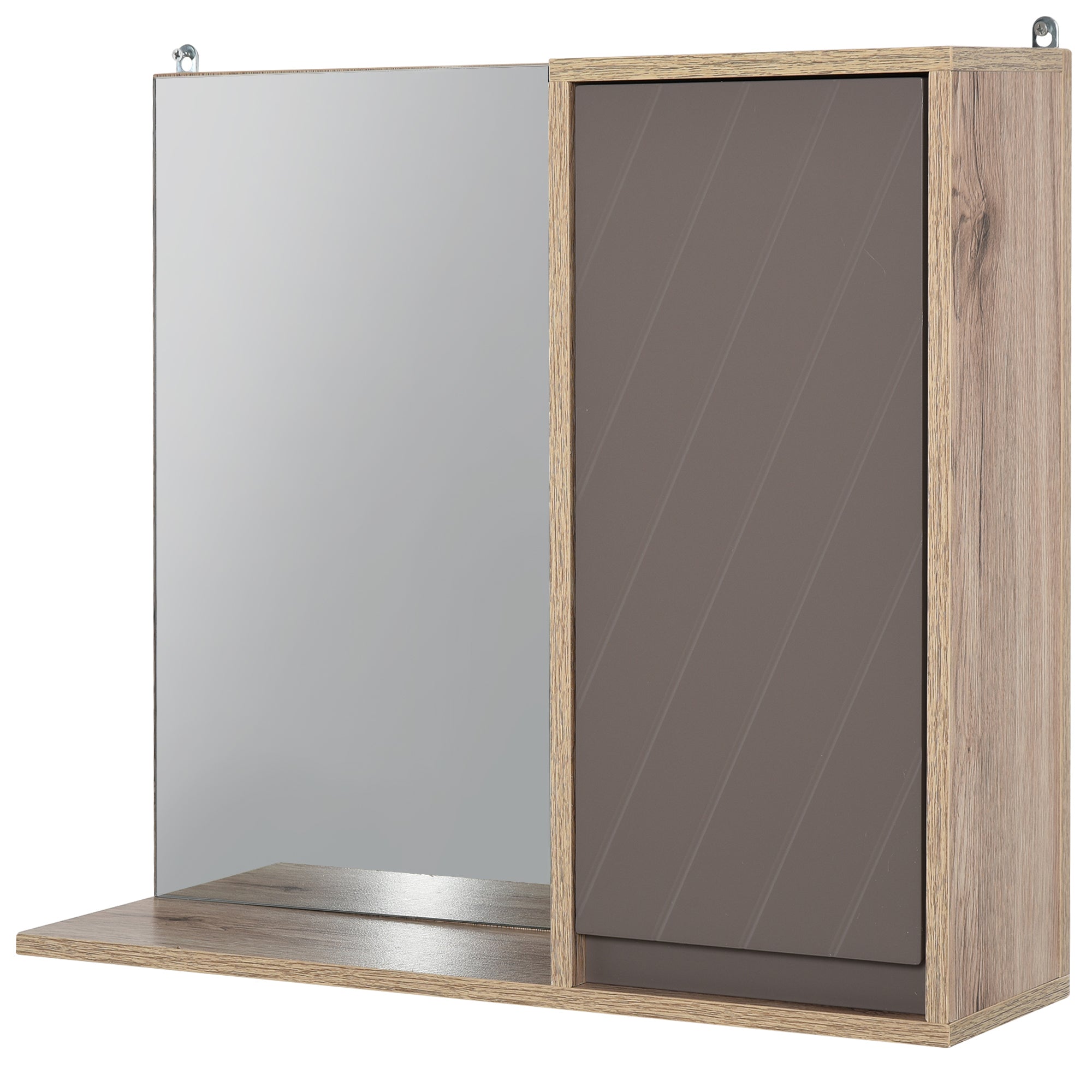 HOMCOM Bathroom Mirror Cabinet, Wall-Mounted Bathroom Cabinet with Mirror and Adjustable Inner Shelf, 57L x 14.2W x49.2H cm - North Peak Garden Furniture