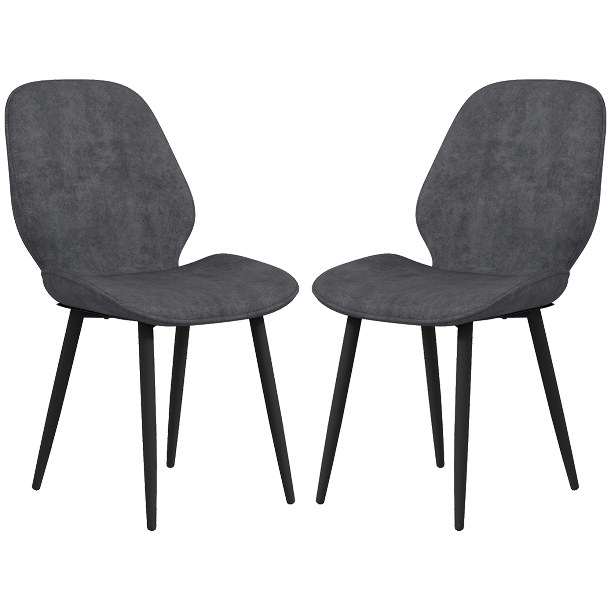 HOMCOM Velvet Dining Chairs, Set of 2 Dining Room Chairs with Metal Legs for Living Room, Dining Room, Grey