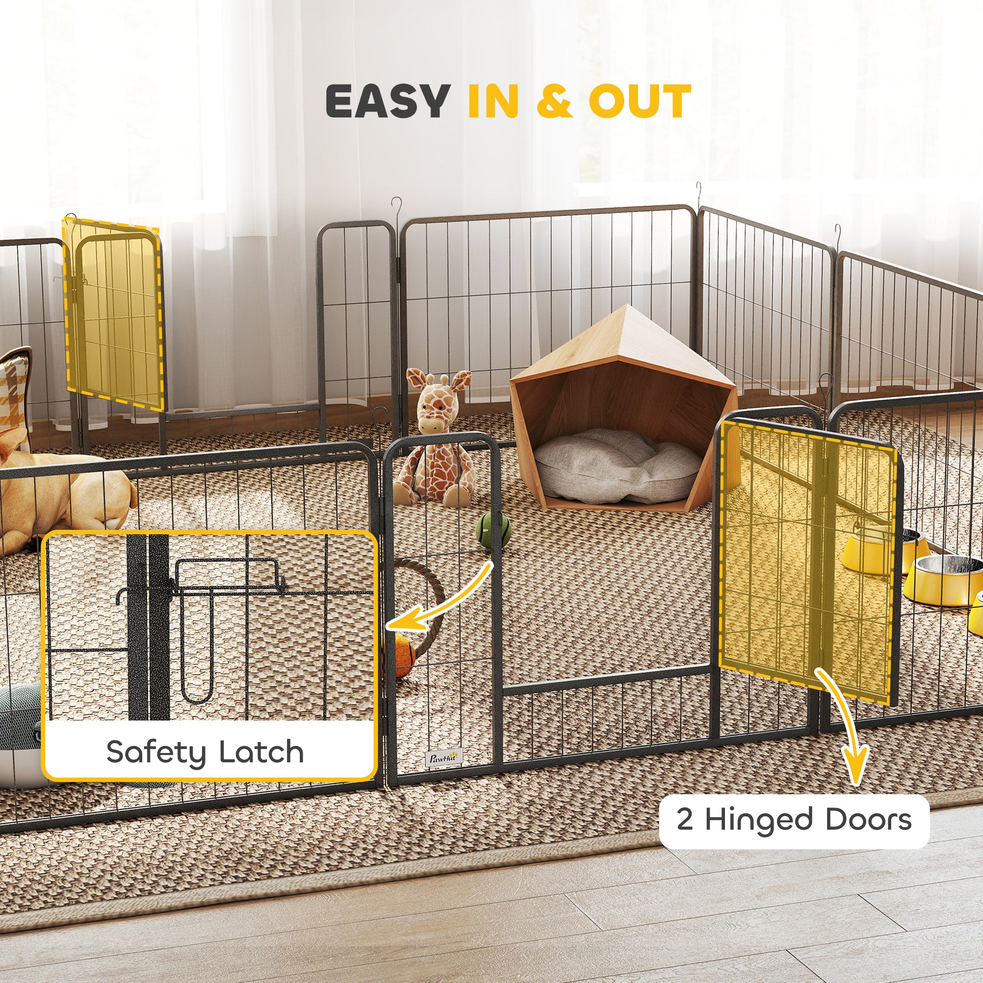 PawHut 12 Panels Heavy Duty Puppy Playpen, for Small Dogs, Indoor and Outdoor Use - Silver - North Peak Garden Furniture
