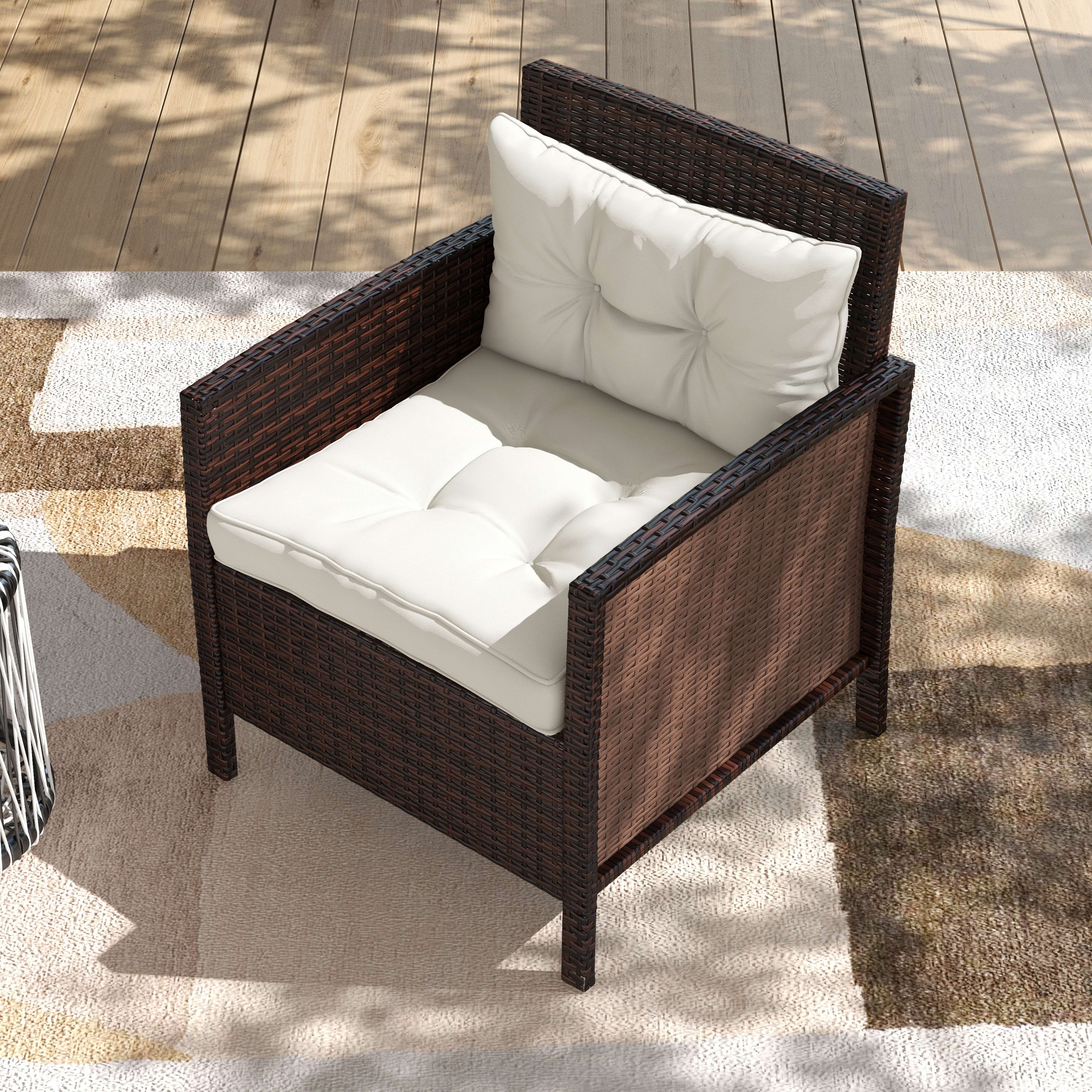 Outsunny 2-Piece Seat Cushions Back Pillows Replacement, Patio Chair Cushions Set for Indoor Outdoor, White - North Peak Garden Furniture
