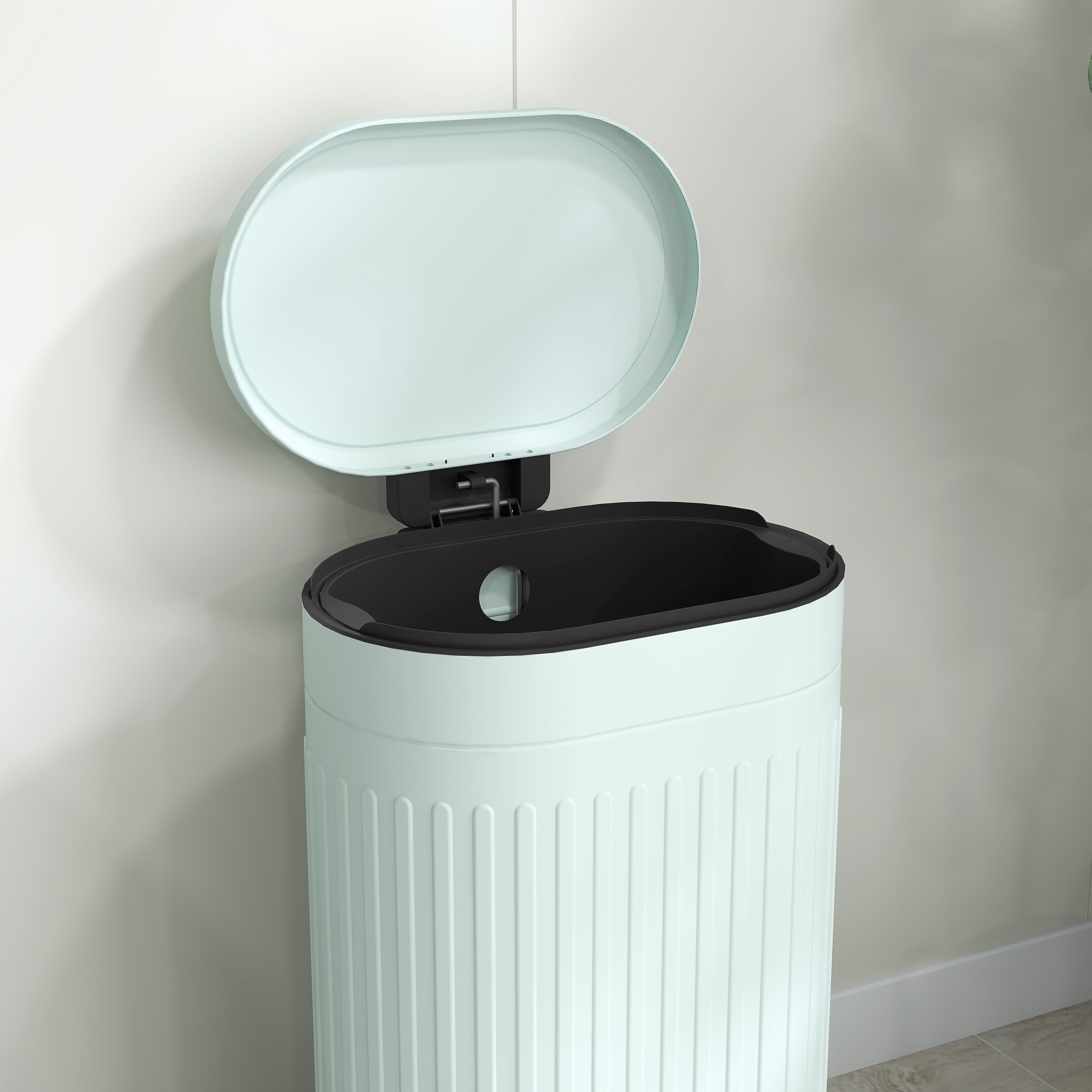 HOMCOM 30 Litre Pedal Bin, Fingerprint Proof Kitchen Bin with Soft-close Lid, Metal Rubbish Bin with Foot Pedal and Removable Inner Bucket, Light Green - North Peak Garden Furniture