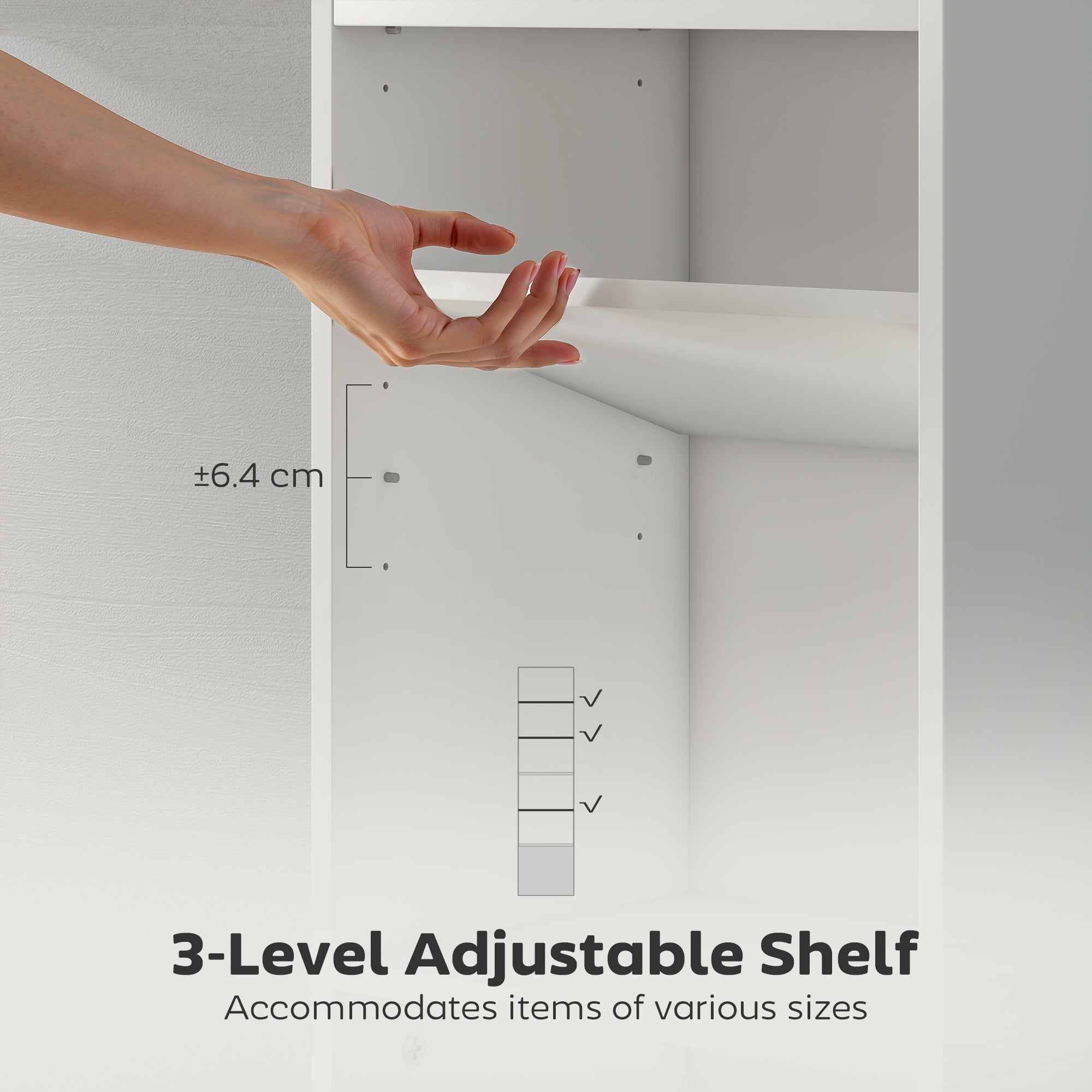 HOMCOM 6-Tier 156 cm Tall Bookcase - White