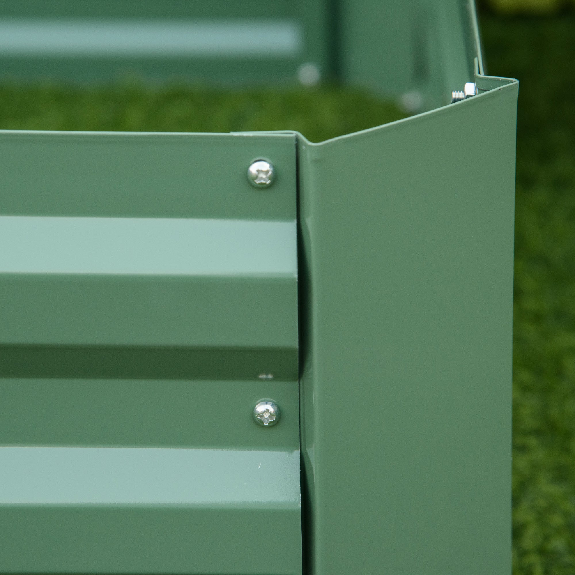 Outsunny Set of 2 291L Raised Garden Bed, Elevated Galvanised Planter Box for Flowers, Herbs, 100x100x30cm, Green - North Peak Garden Furniture