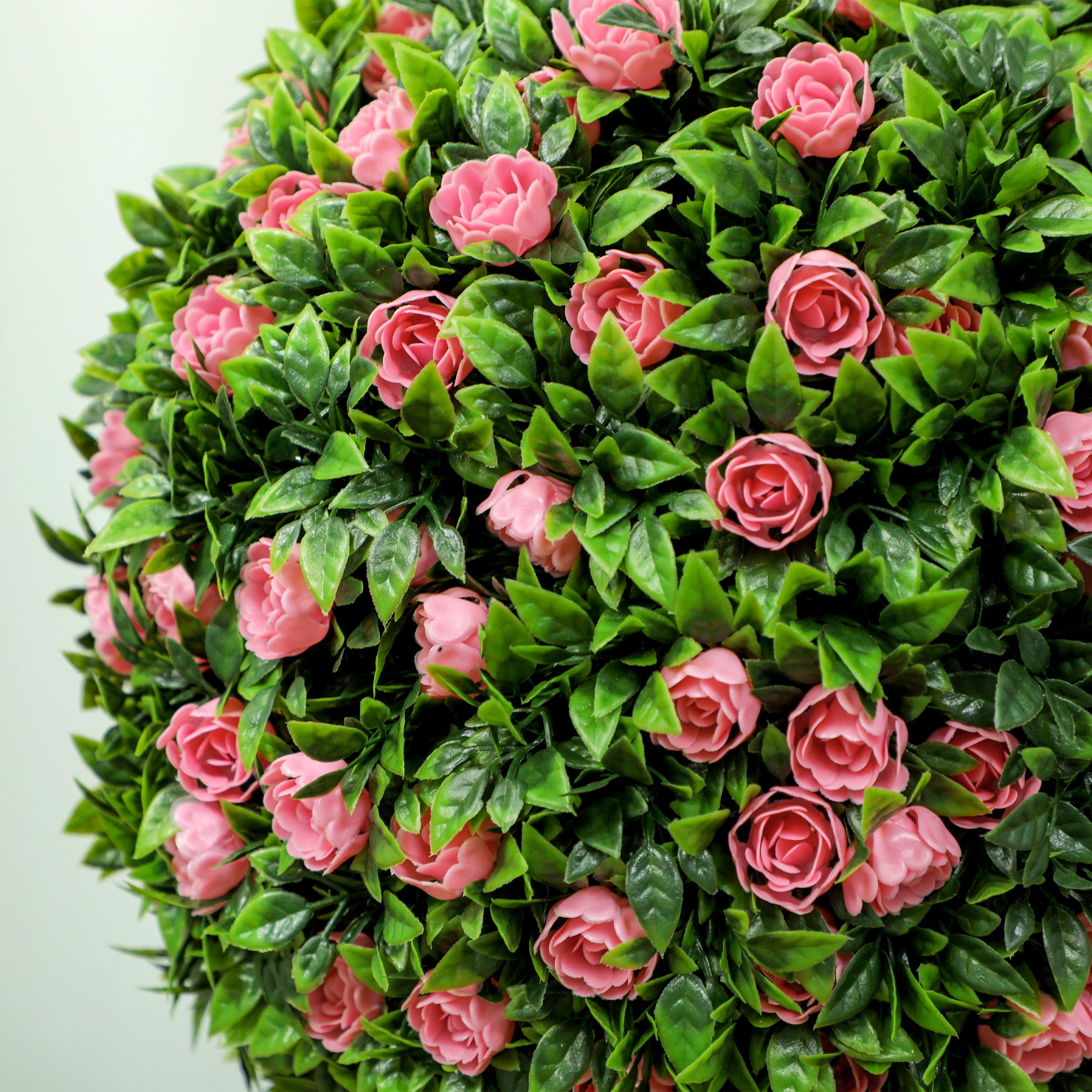 HOMCOM Set of 2 Decorative Artificial Plants, Ball Topiary Tree with Rose Flower in Pot, Fake Plants for Home Indoor Outdoor Decor, 60cm, Pink - North Peak Garden Furniture