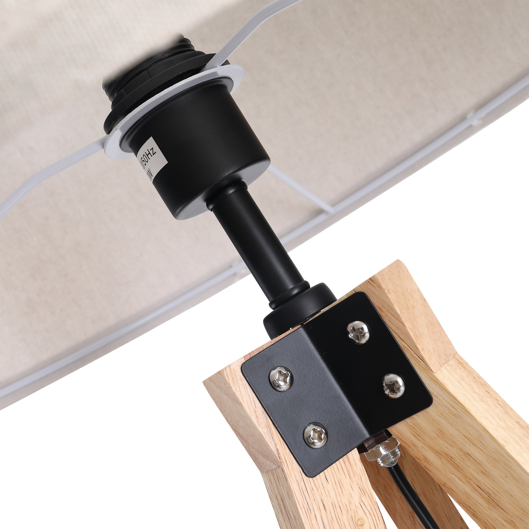 HOMCOM 5FT Elegant Wood Tripod Floor Lamp Free Standing E27 Bulb Lamp Versatile Use For Home Office - Beige - North Peak Garden Furniture