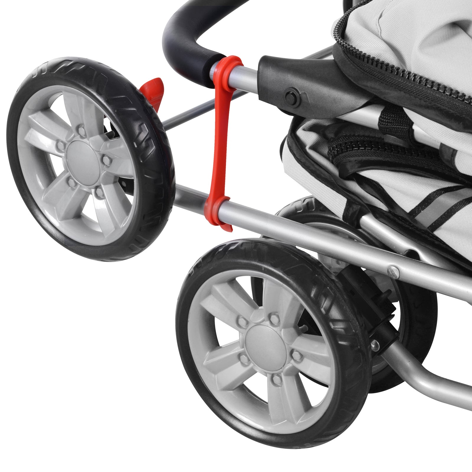 PawHut Pet Stroller for Pooches: Foldable Pushchair with Wheels, Zipper Entry, Cup Holder & Basket, Grey