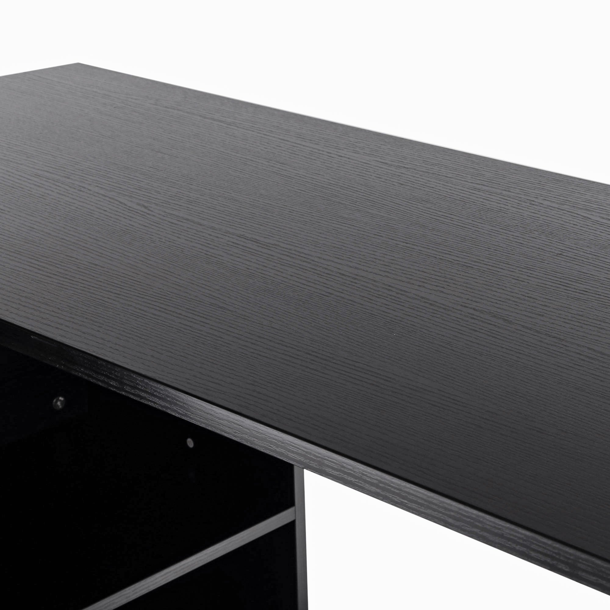 HOMCOM L-Shaped Computer Desk, 2 Shaped Corner Desk with Drawers, File Cabinet and Storage Shelves, Home Office Desk, 117 x 83.5 x 76cm, Black - North Peak Garden Furniture