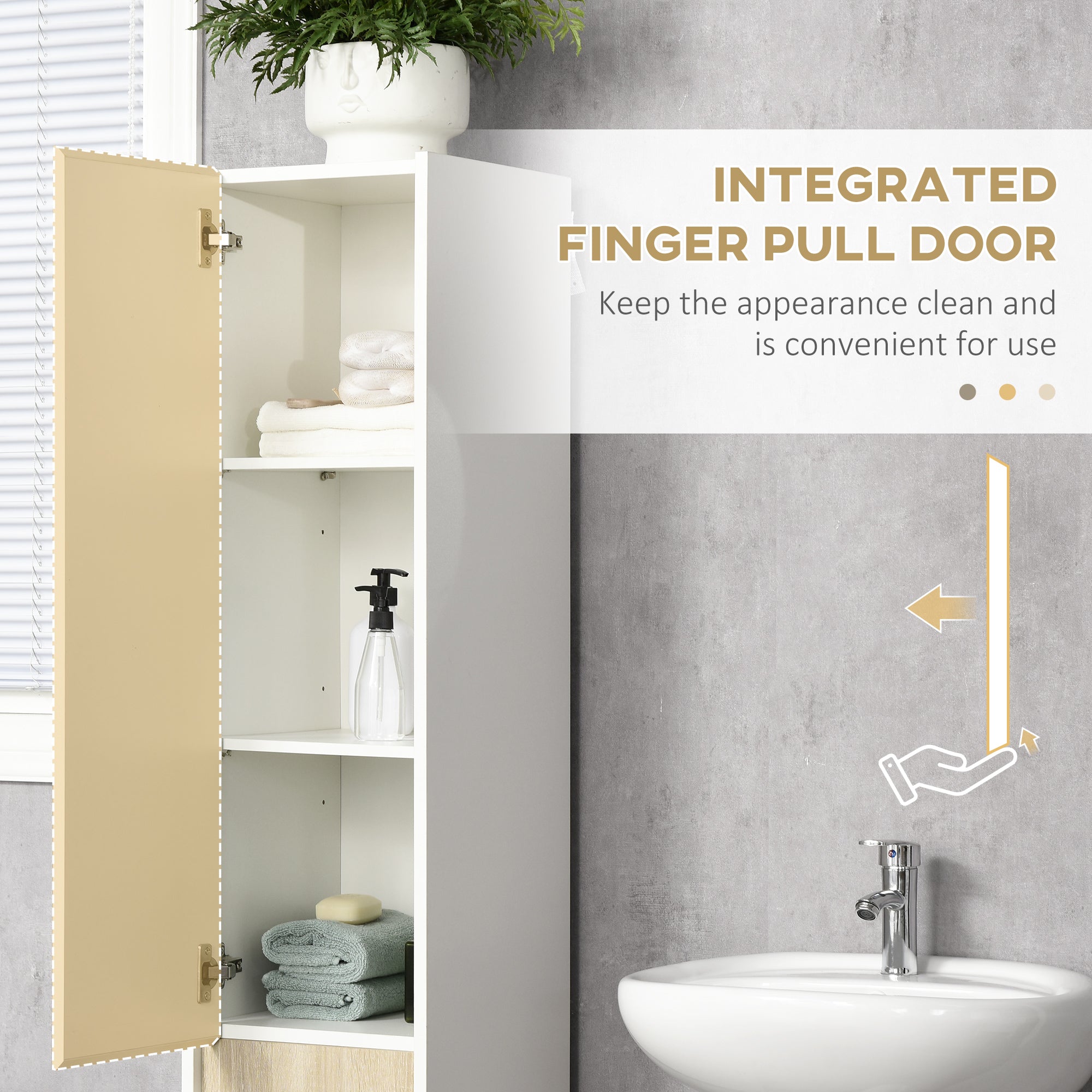 kleankin Tall Bathroom Cabinet with Adjustable Shelves, 5-Tier Modern Freestanding Tallboy with Storage Cabinets, White - North Peak Garden Furniture