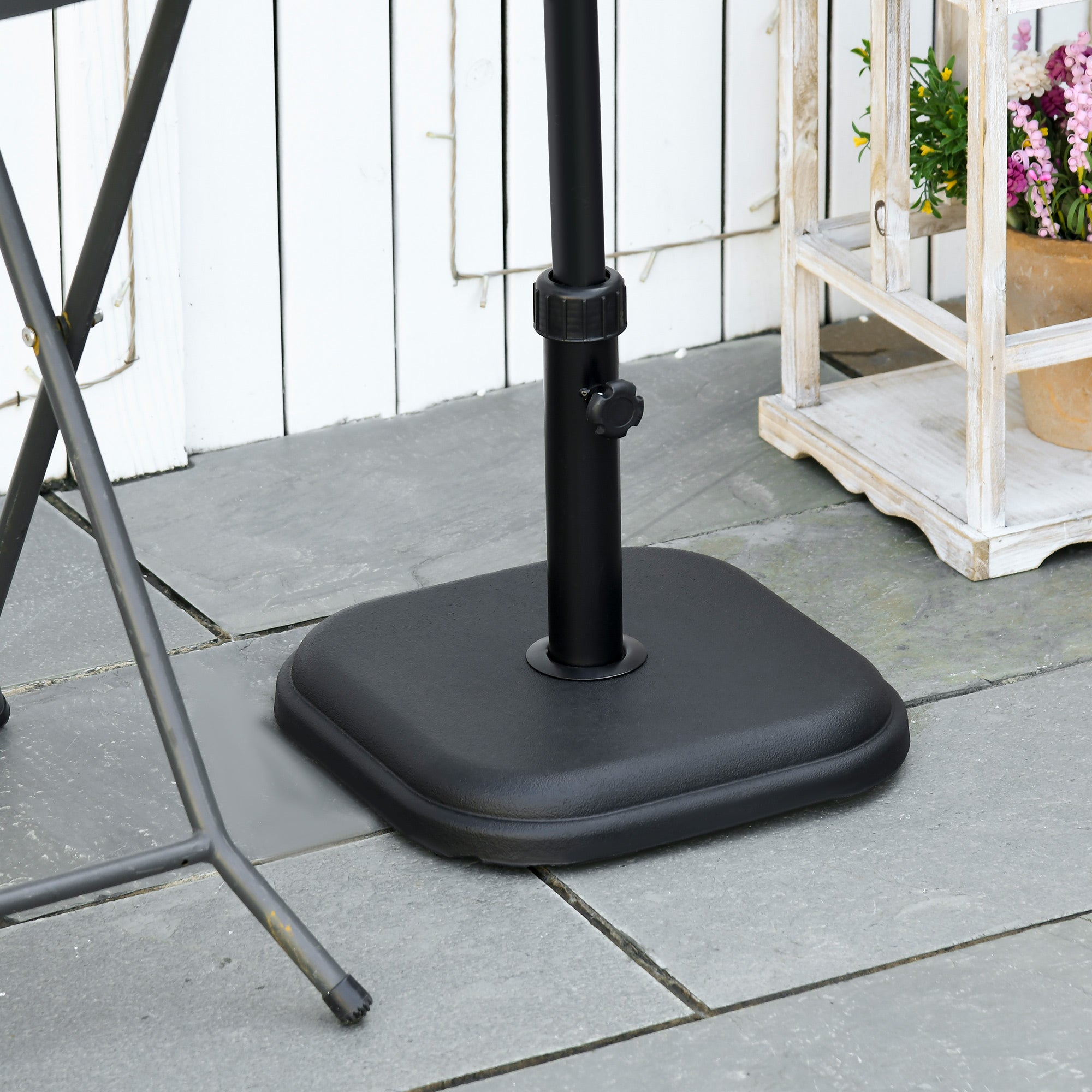 Outsunny 11kg Concrete Garden Parasol Base Holder, Square Outdoor Table Umbrella Stand Weight, Black - North Peak Garden Furniture