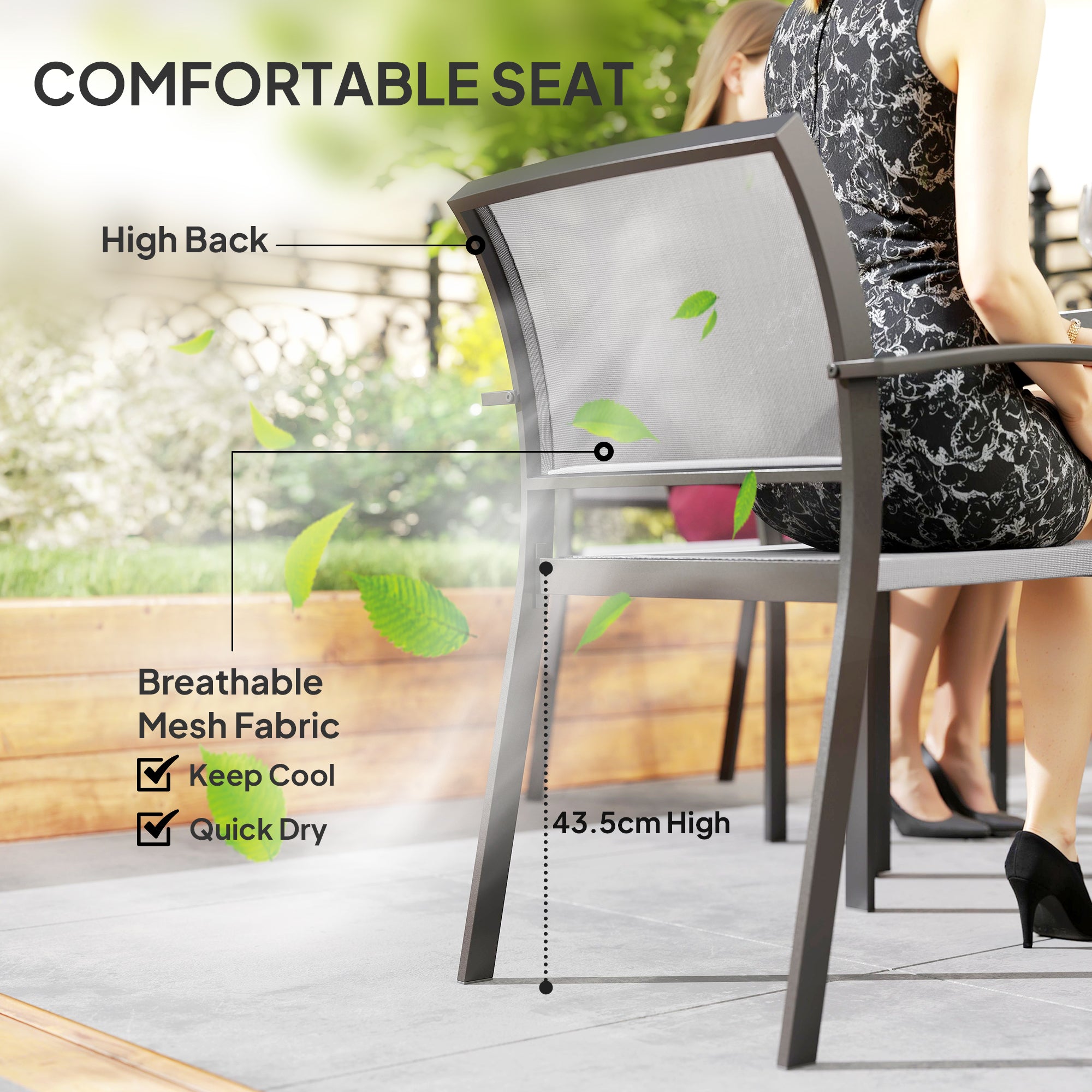 Outsunny Five-Piece Outdoor Garden Dining Set - Grey - North Peak Garden Furniture