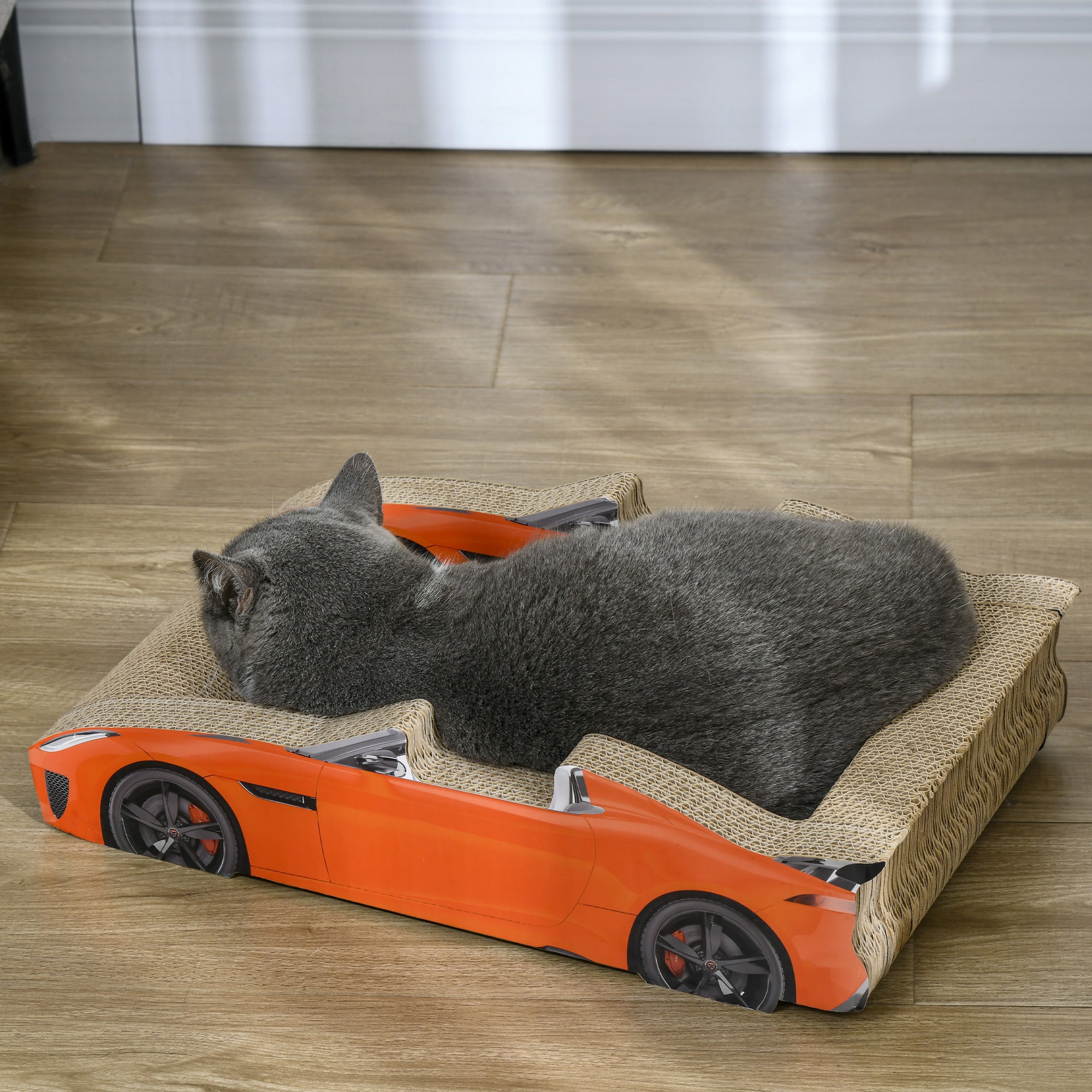 PawHut 2 in 1 Cat Scratching Board with Catnip, Car-shaped - North Peak Garden Furniture
