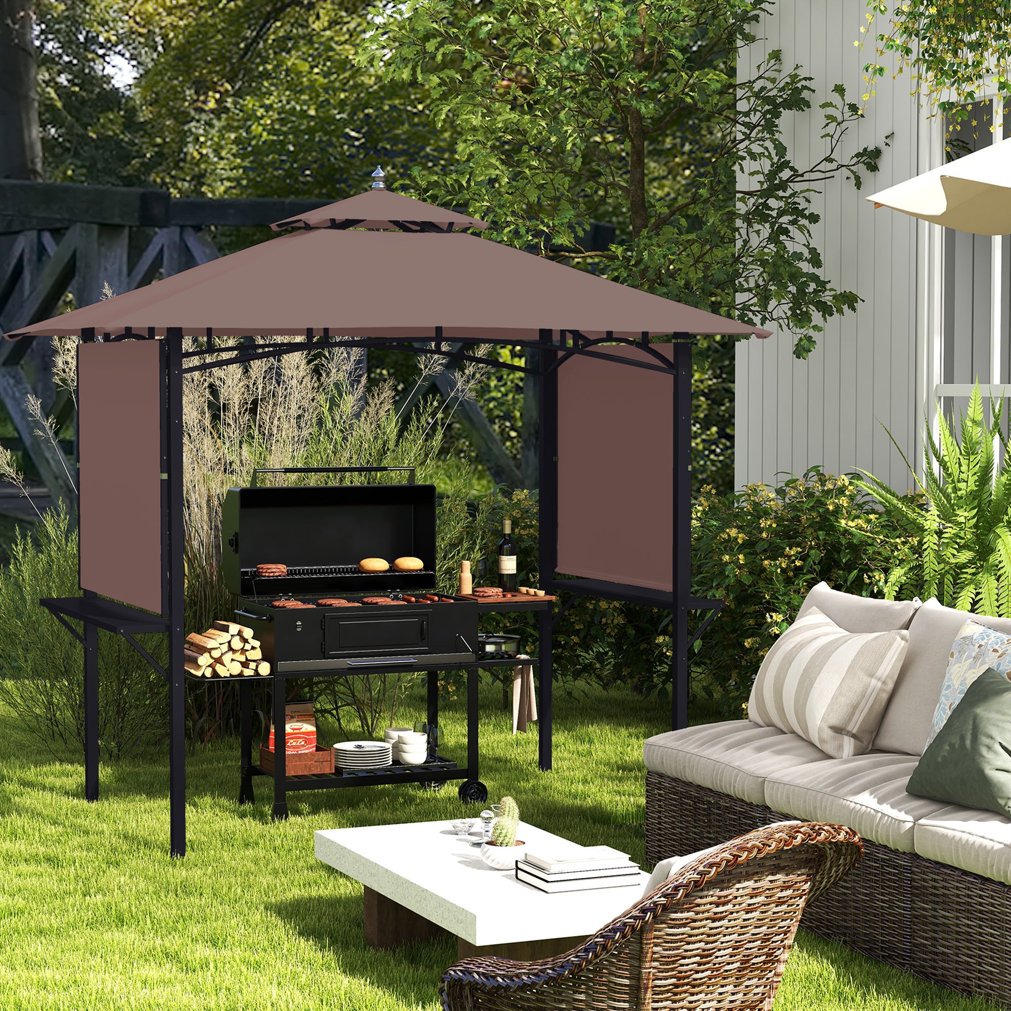 Outsunny 2.5 x 1.5m BBQ Tent Camping Picnic Gazebo Marquee Shelter Portable Waterproof - North Peak Garden Furniture