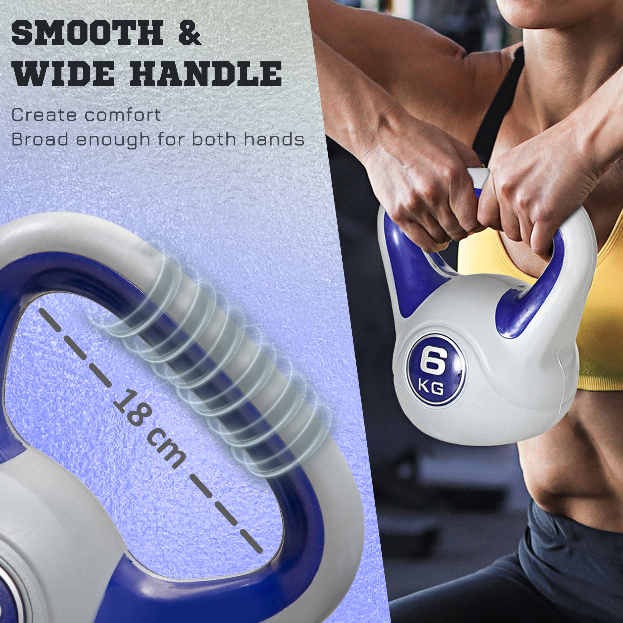 SPORTNOW Kettlebell, 6kg Kettle Bells with Handle for Home Gym Weight Lifting and Strength Training, Purple and Grey - North Peak Garden Furniture