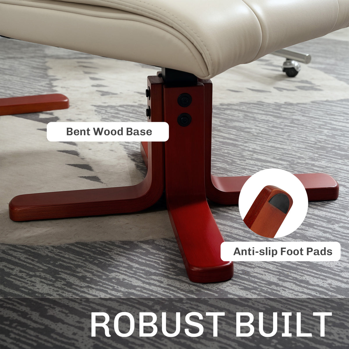 HOMCOM Faux Leather Manual Recliner and Footstool Set - Cream White