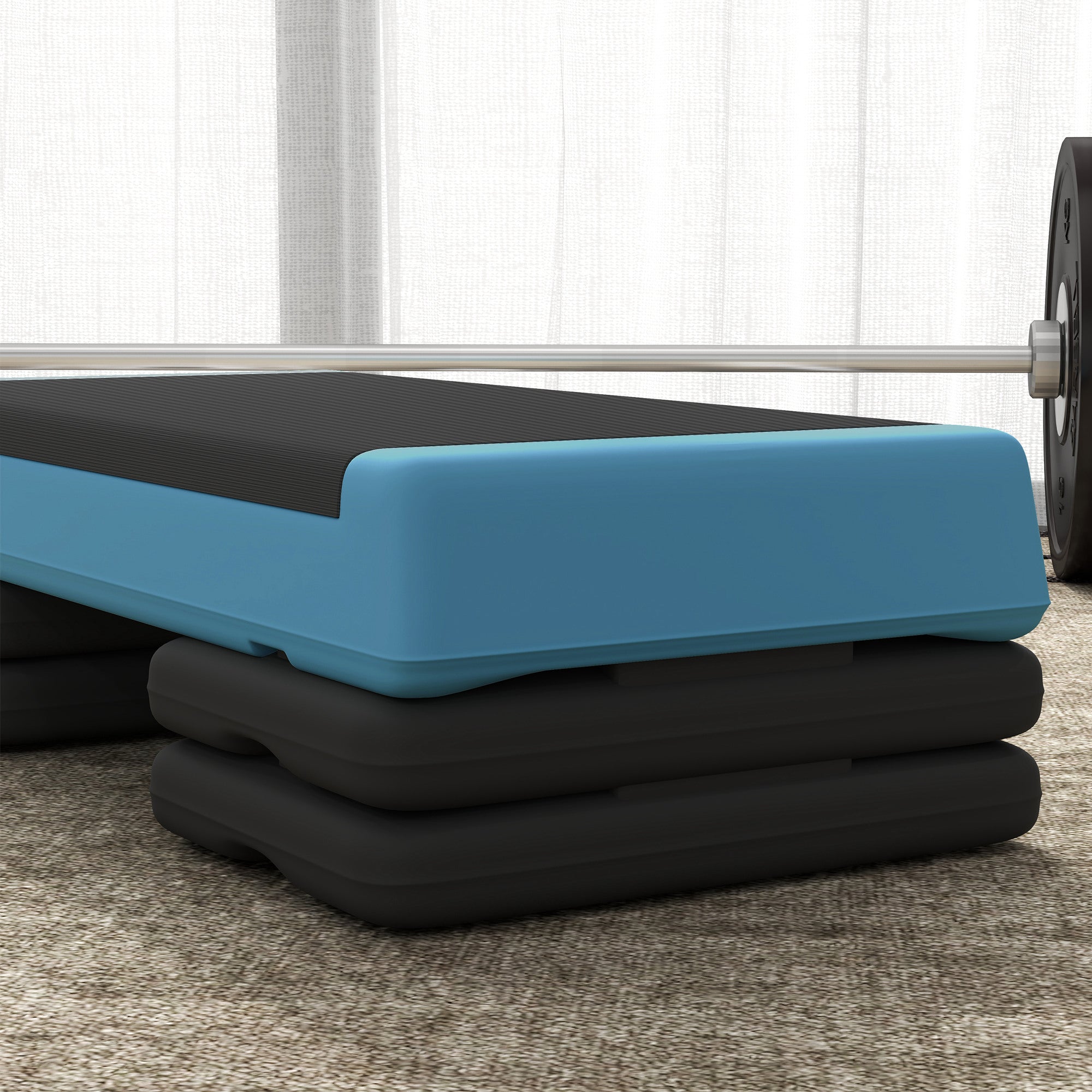 SPORTNOW Fitness Stepper, 3-Height Adjustable Aerobic Step, Non-Slip Exercise Step Board for Home Gym Office Workout, 10.5cm, 15.5cm, 20.5cm, Sky Blue - North Peak Garden Furniture