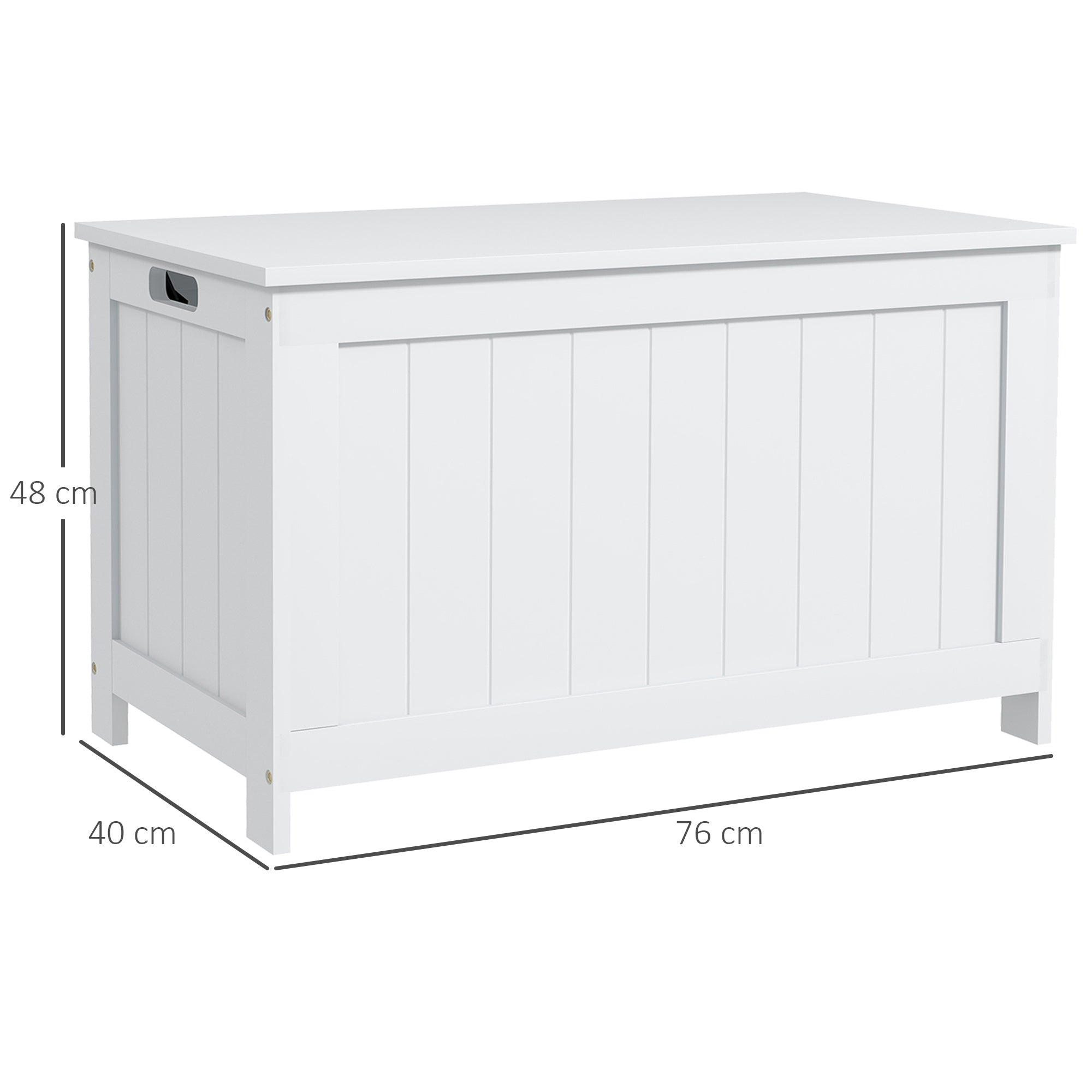HOMCOM Storage Chest, Modern Storage Trunk with 2 Safety Hinges and Cut-out Handles, Wooden Toy Box for Living Room, Entryway, 76 x 40 x 48 cm, White - North Peak Garden Furniture