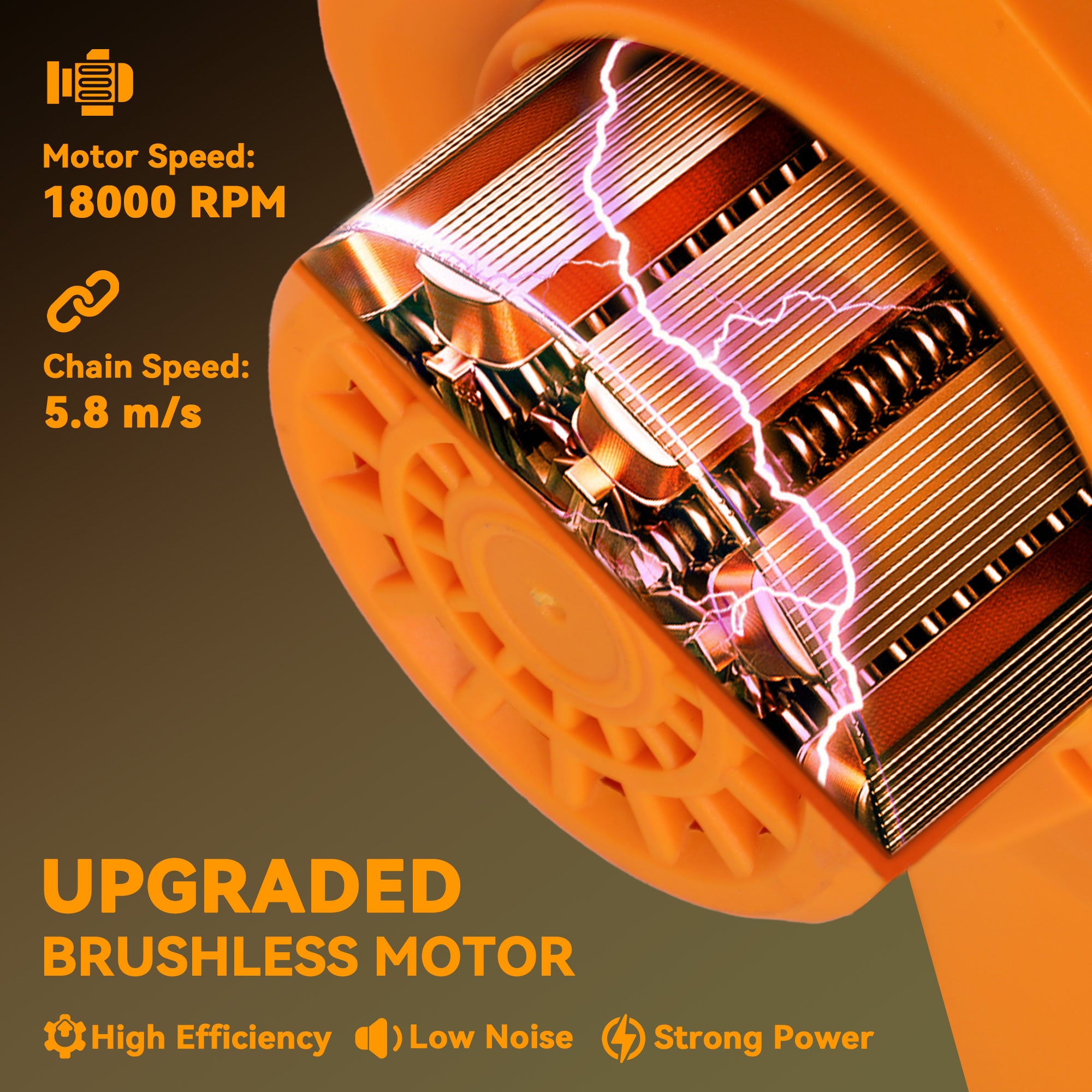 Outsunny 8 Inch Electric Chainsaw, Cordless Chain Saw with Brushless Motor, 2 4.0Ah Batteries and Safety Lock, Handheld Portable Wood Pruning Saw for Trimming Cutting, Orange - North Peak Garden Furniture