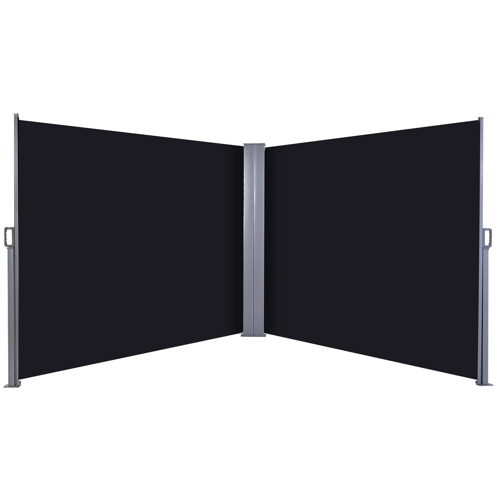 Outsunny 600 x 180 cm (HxL) Retractable Awning Double Canopy Side Privacy Protection Sun Shade Side Blind w/ Steel Frame Versatile Use In Garden Patio - Black - North Peak Garden Furniture