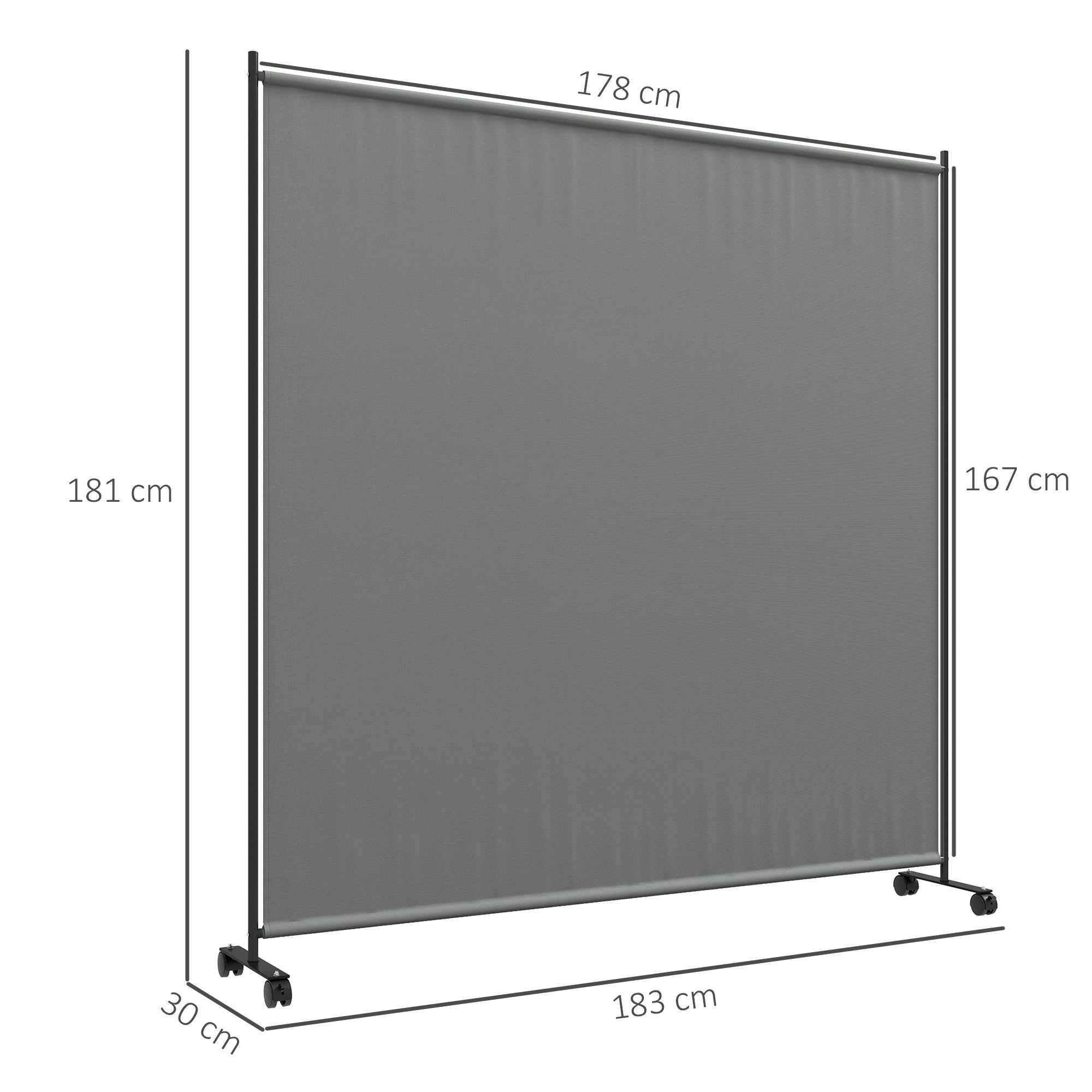 Outsunny 183 x 181cm Outdoor Privacy Screen, with Wheels - Dark Grey - North Peak Garden Furniture