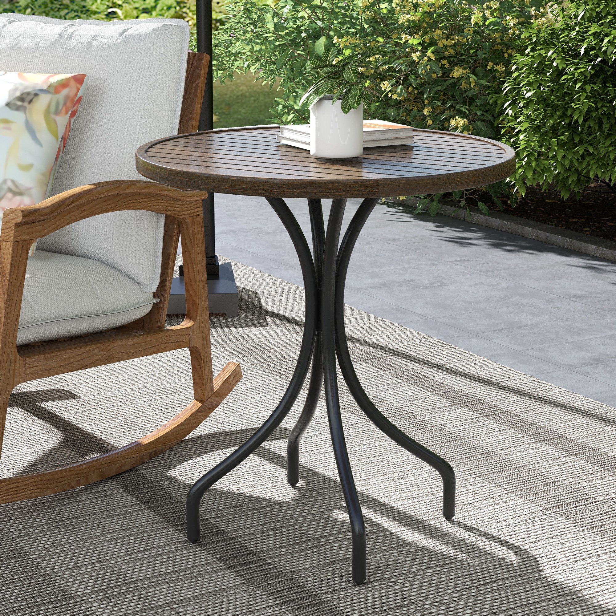Outsunny Φ66cm Galvanised Steel Garden Table - Brown