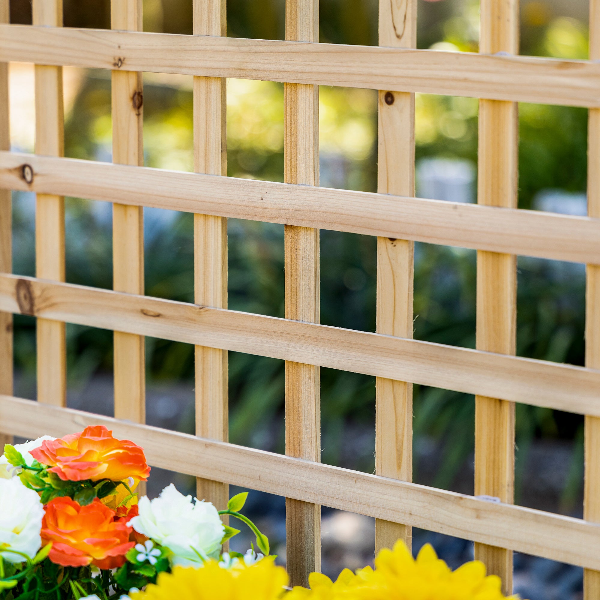 Outsunny Garden Planters with Trellis for Climbing Vines, Wood Raised Beds for Garden, Flower Pot, Indoor Outdoor, Natural - North Peak Garden Furniture