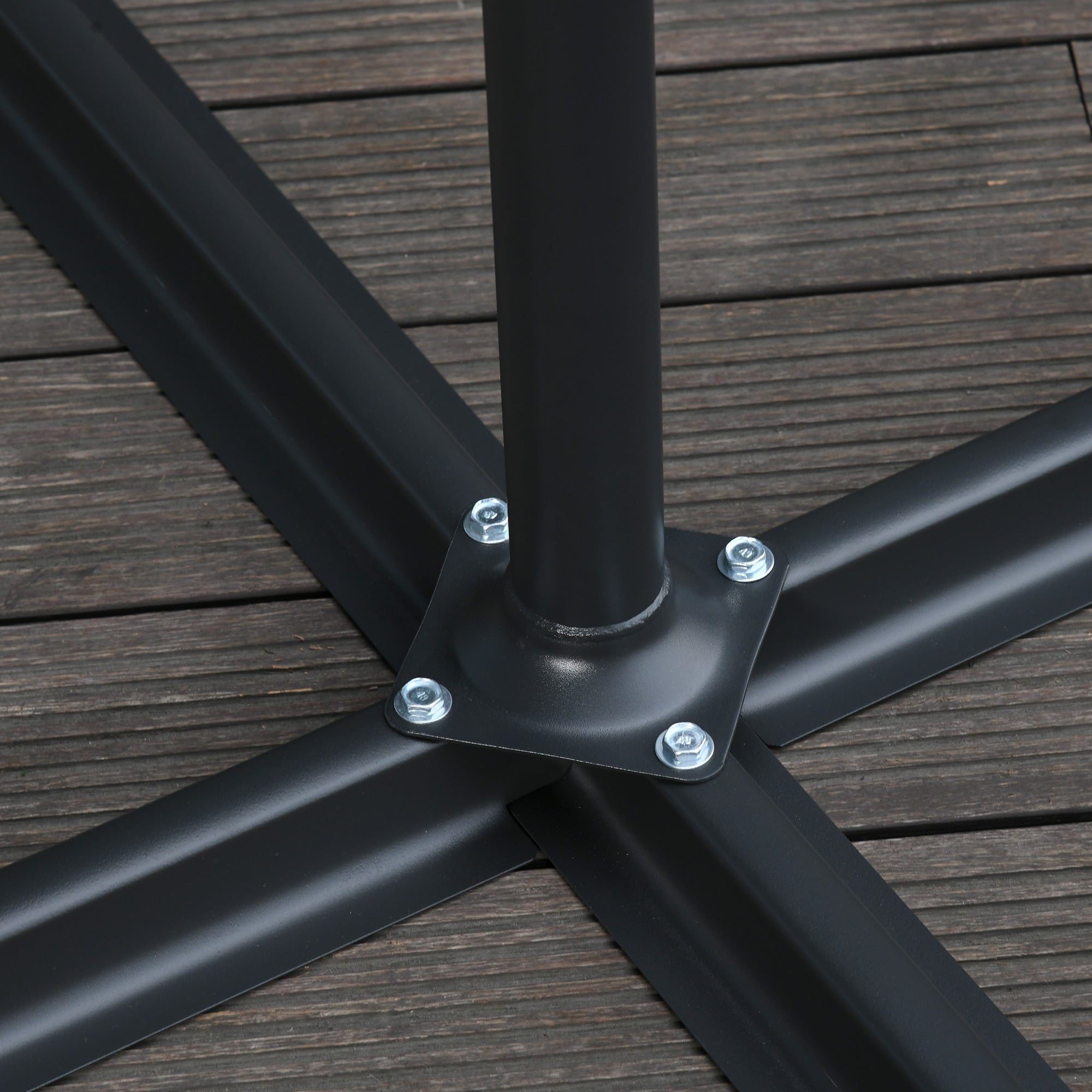 Outsunny 2.45m Overhanging Cantilever Parasol, with Cross Base - Black - North Peak Garden Furniture