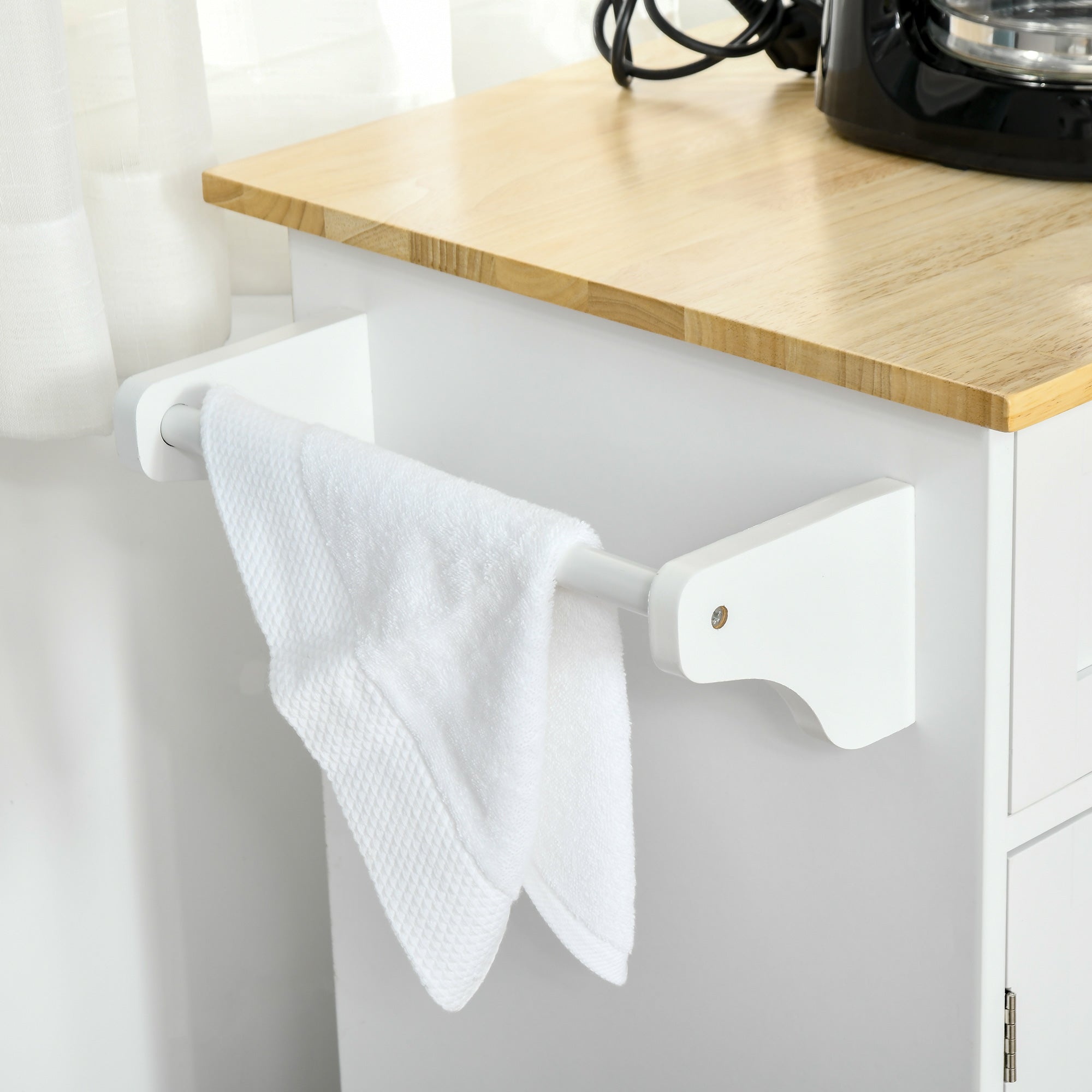 HOMCOM Kitchen Island Utility Cart, with 2 Storage Drawers & Cabinets for Dining Room, White - North Peak Garden Furniture