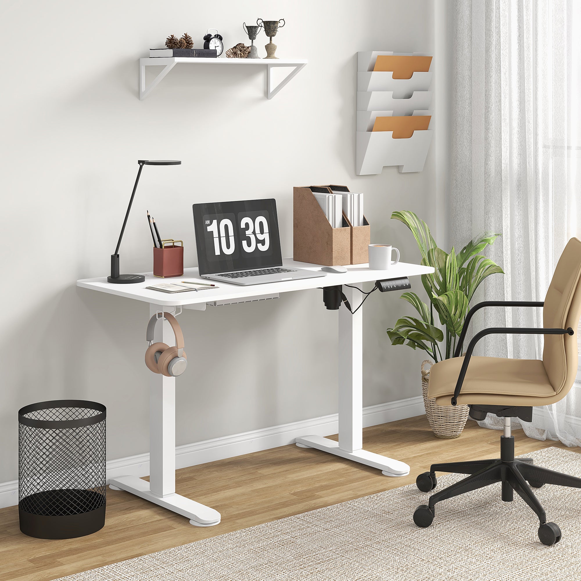 Vinsetto 72-116cm Adjustable Electric Standing Desk, 120 x 60cm Tabletop - White - North Peak Garden Furniture