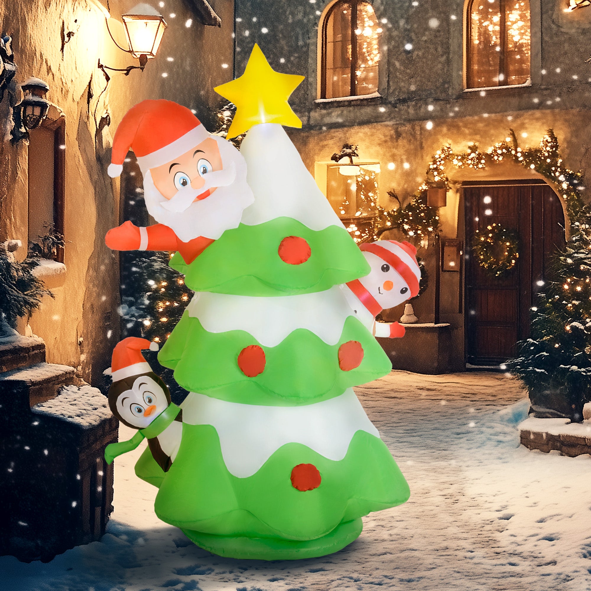 Outsunny 8ft Inflatable Xmas Tree and Friends Decoration - North Peak Garden Furniture