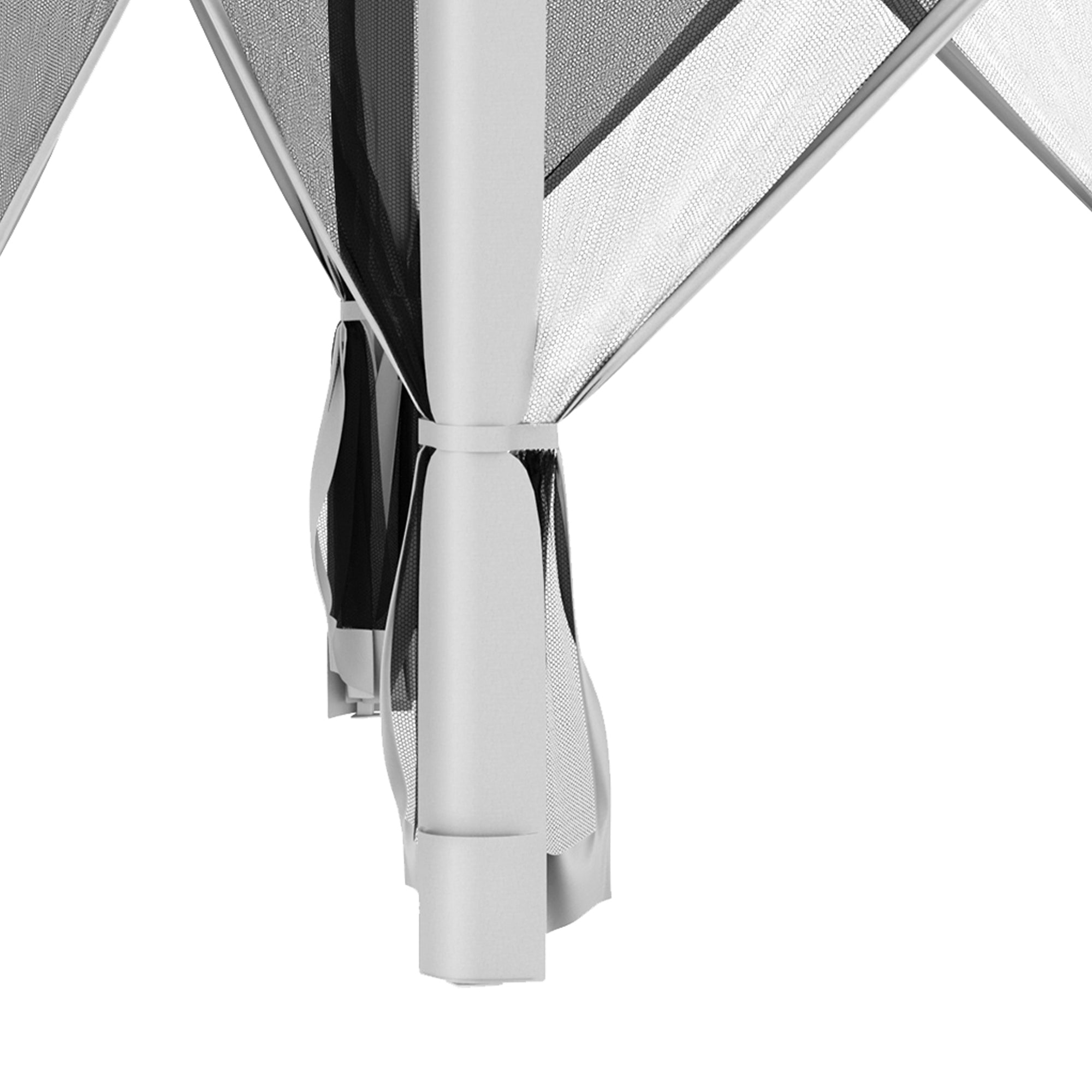 Outsunny 3.2m Pop Up Gazebo Hexagonal Canopy Tent Outdoor Sun Protection with Mesh Sidewalls, Handy Bag, Light Grey - North Peak Garden Furniture