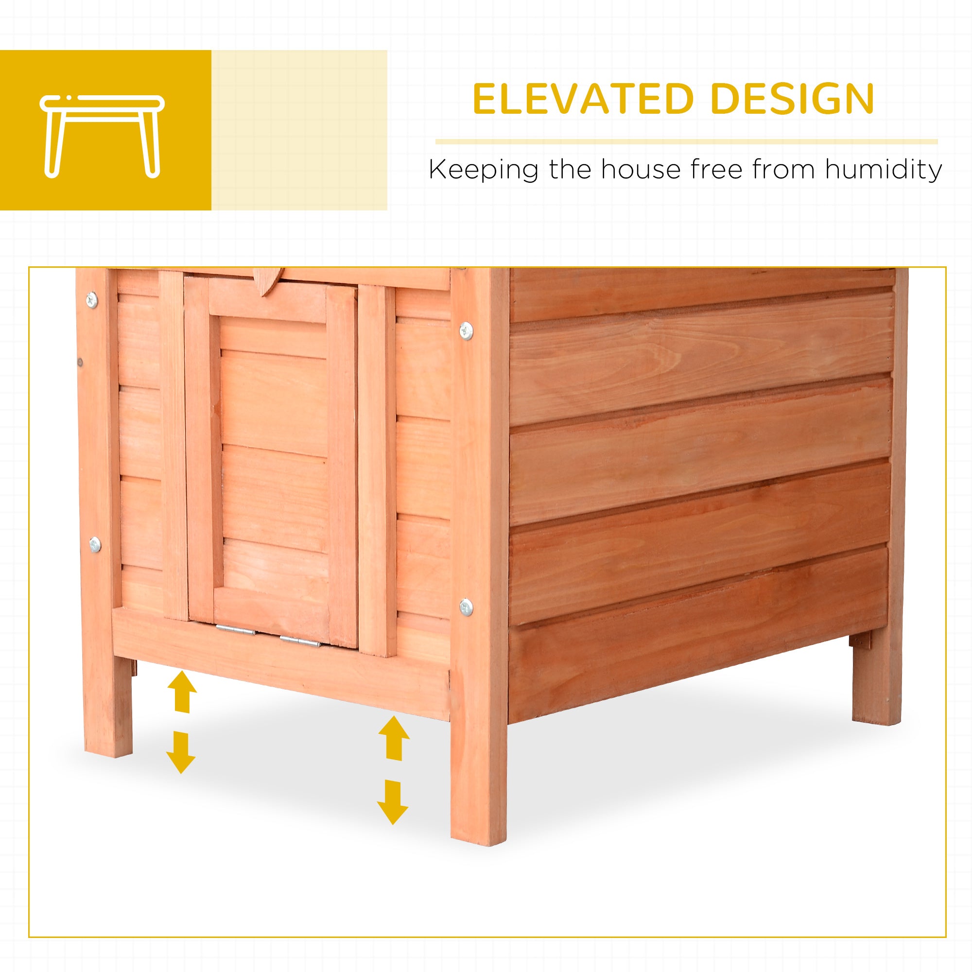 PawHut Wooden Rabbit Hutch Outdoor, Guinea Pig Hutch, Rabbit Hideaway, Cat House, Bunny Cage Small Animal House 51 x 42 x 43 cm, Natural - North Peak Garden Furniture