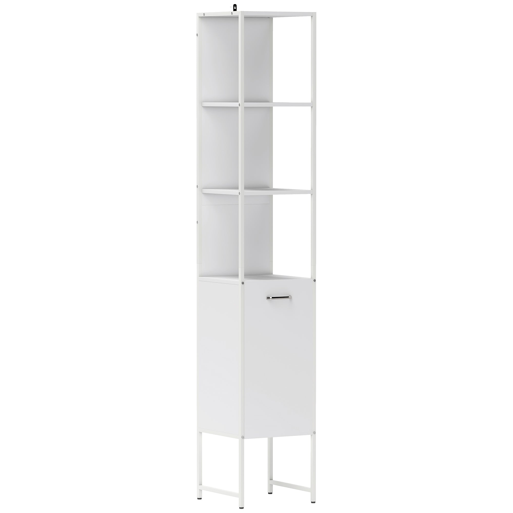 HOMCOM Tall Bathroom Cabinet with Open Shelves and Adjustable Shelf - White - North Peak Garden Furniture